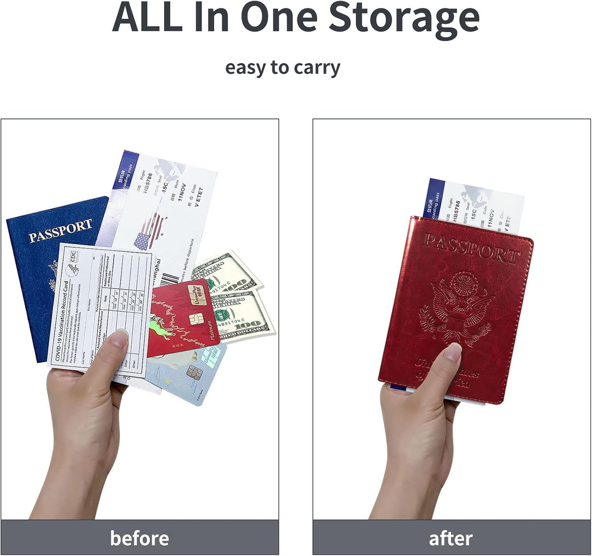 Passport Holder Wallet Cover Case RFID Blocking Slot Travel Accessories