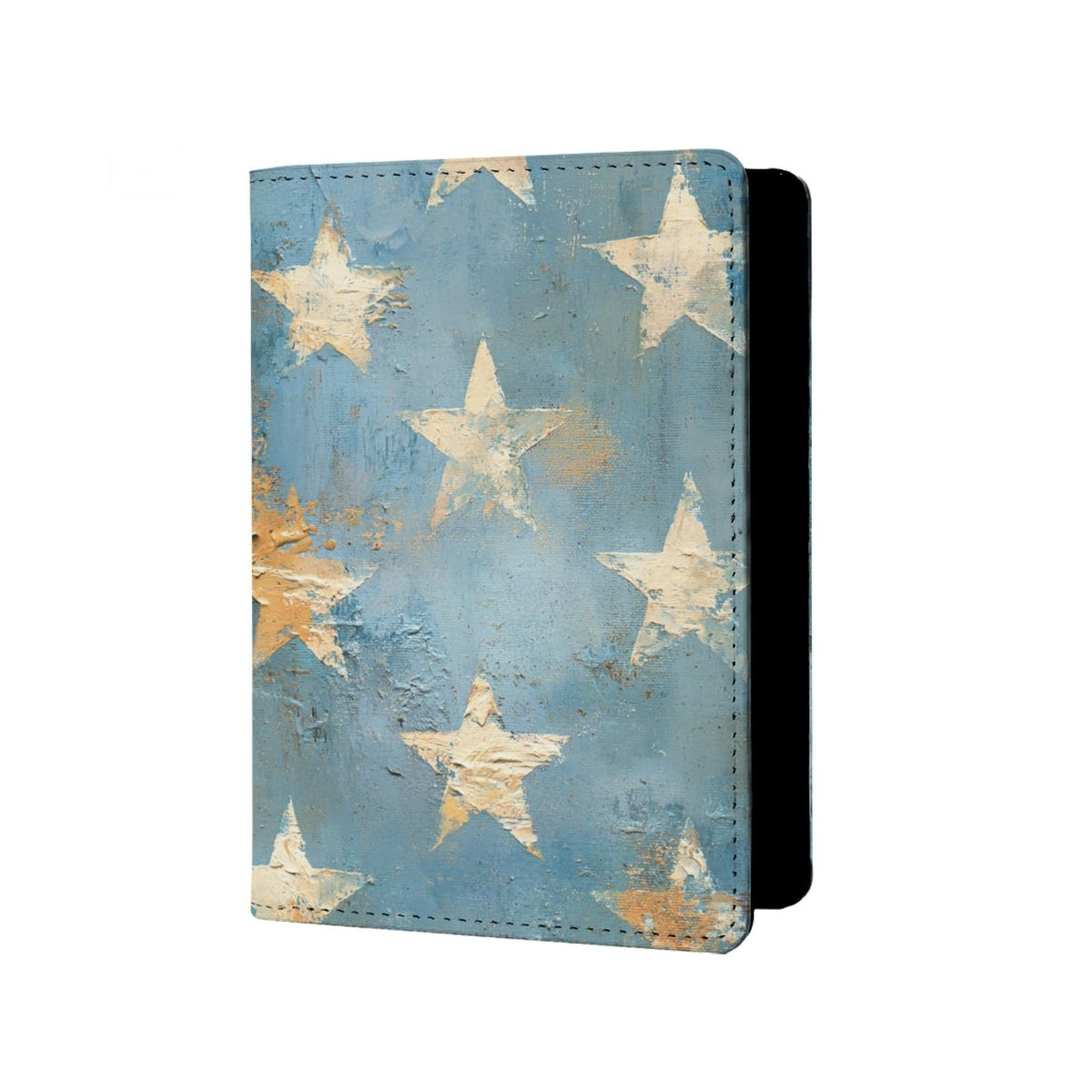 Mens Distressed USA Flag Passport Holder for Travel Womens American Flag Passport Cover Protector with Credit Card Slots Black Brown Orange Onesize