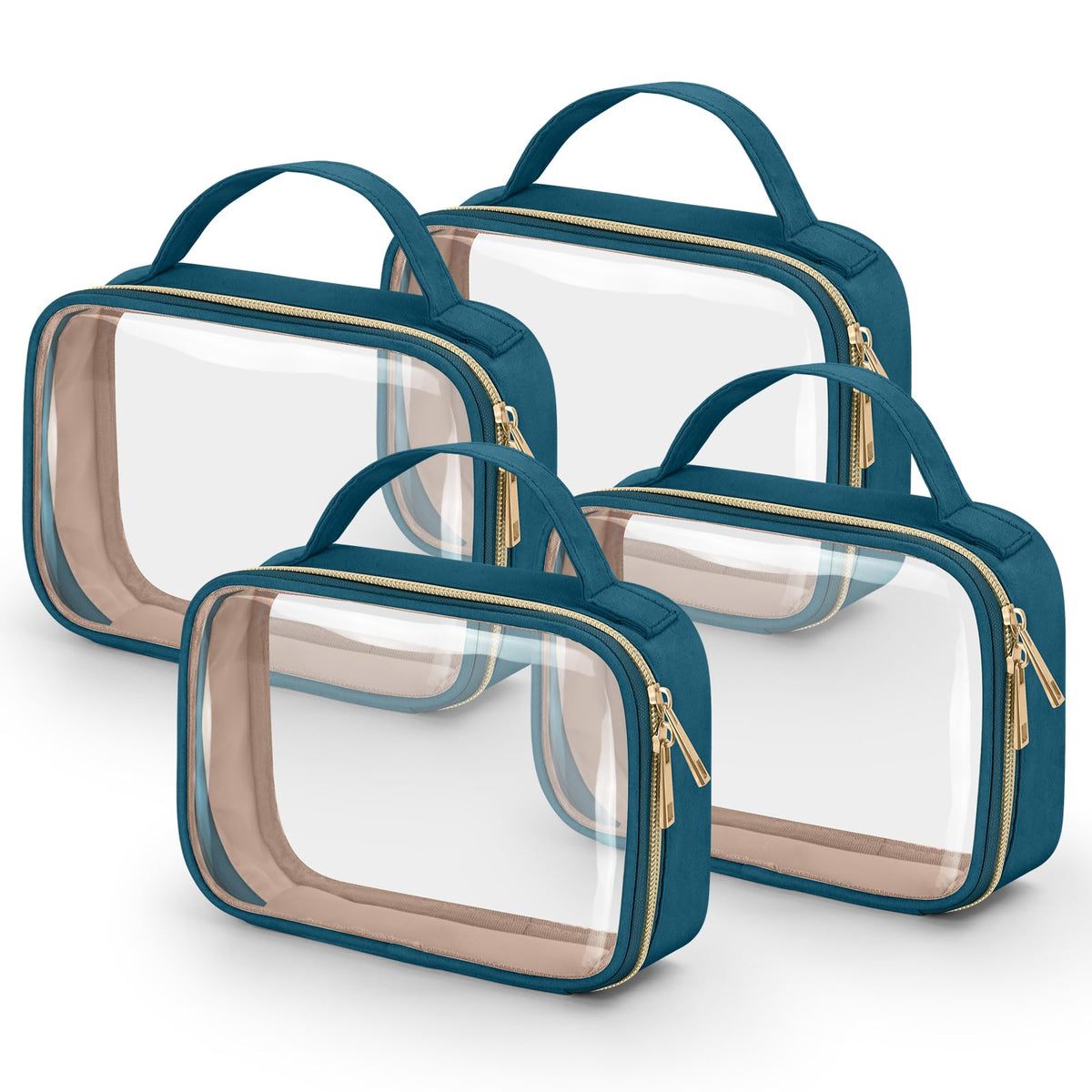 Wedama TSA Approved Toiletry Bag, 3 Pack Clear Makeup Bags with Handles, Quart Size Clear Toiletry Bags, PVC Cosmetic Bags for Women and Men, Carry on Airport Airline Compliant Bag, Black