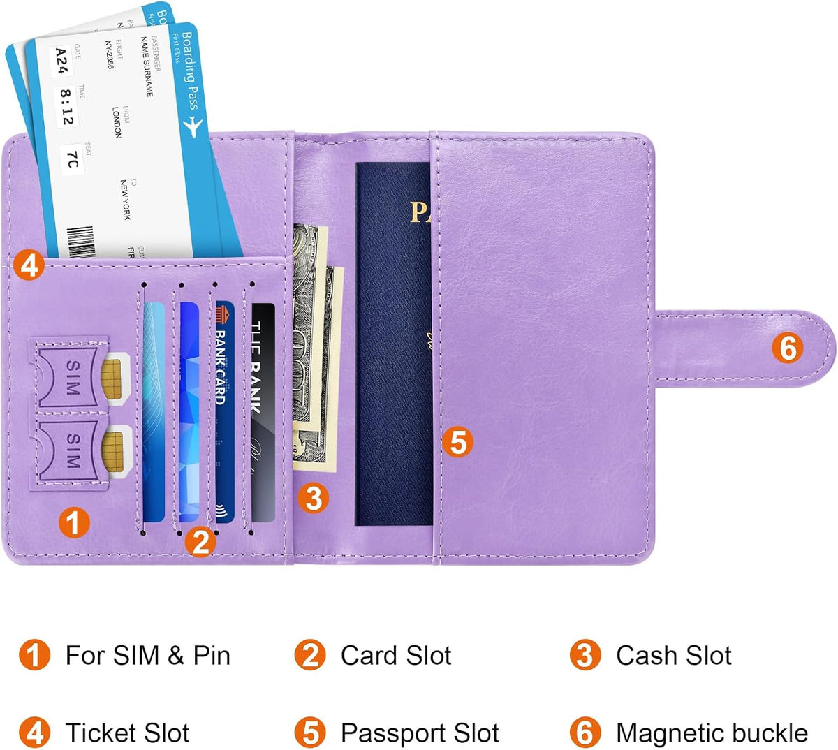 Eoehro Passport Holder for Travel Essentials, Passport Wallet Cover Case for Travel Must Haves Accessories,Passport Book Holders for Women and Men(Light Purple)