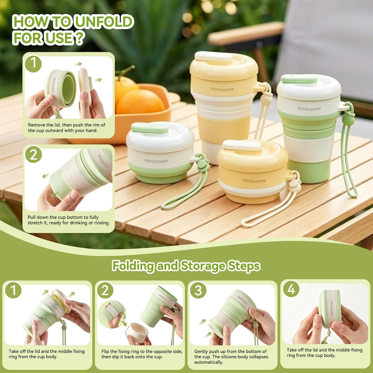 Collapsible Silicone Water Bottle, Leakproof for Travel Camping