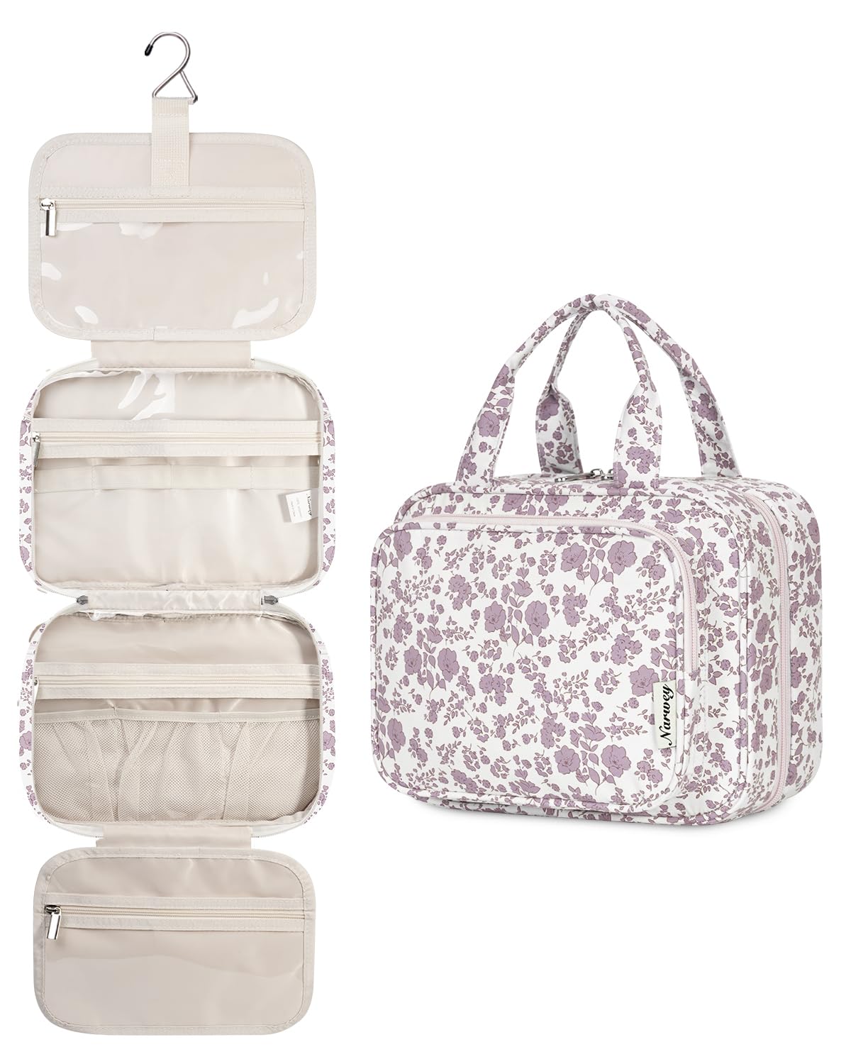Narwey Hanging Toiletry Bag for Women, Travel Makeup Cosmetic Organizer Bag