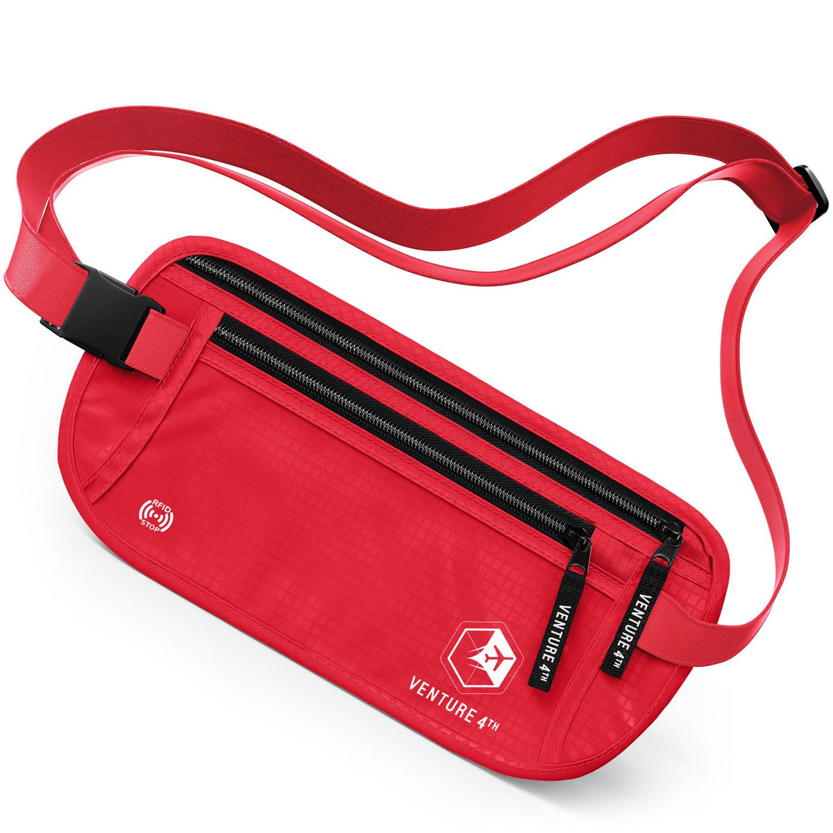 VENTURE 4TH Travel Money Belt, RFID Blocking Passport Holder - Black