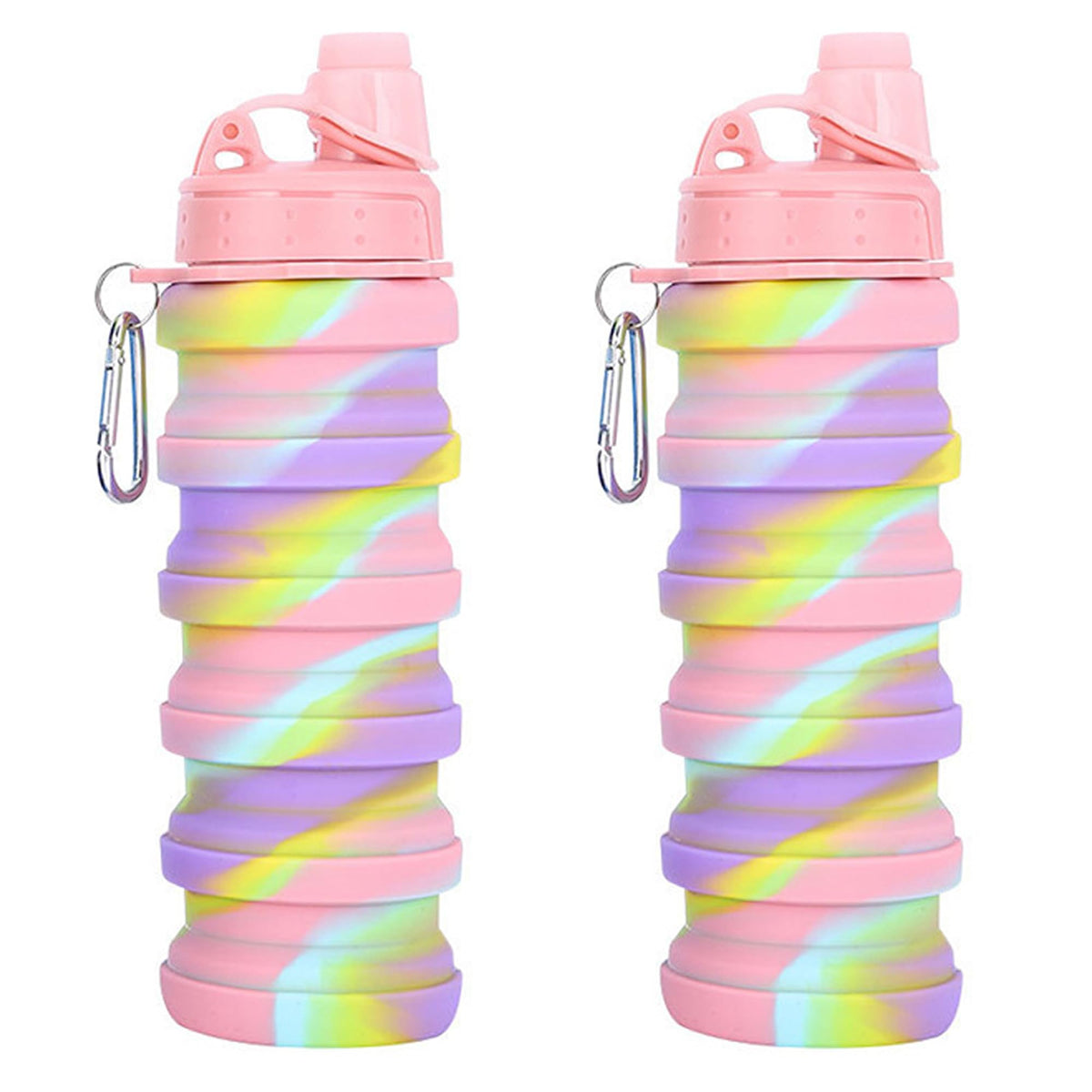 Collapsible Water Bottles Travel water bottle Sports Portable Sport Water Bottle Reusable Water Bottles comes with mountaineering Buckle 500ml silicone Water-proof camping water bottle