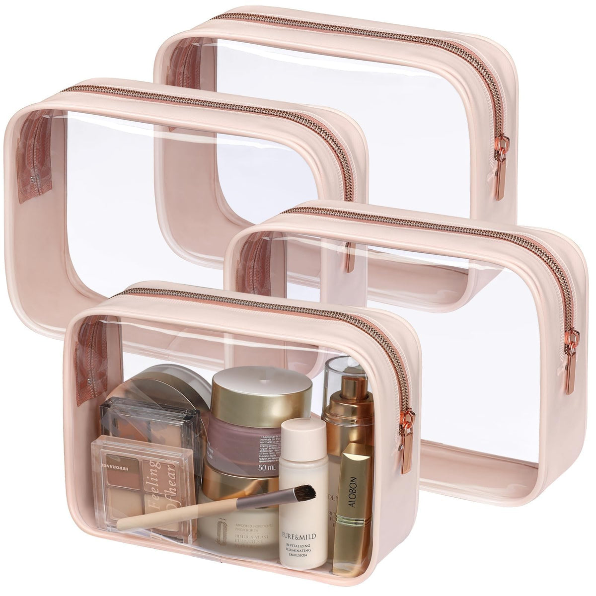 PACKISM Clear Makeup Bag Foldable - TSA Approved Toiletry Bag for Travel