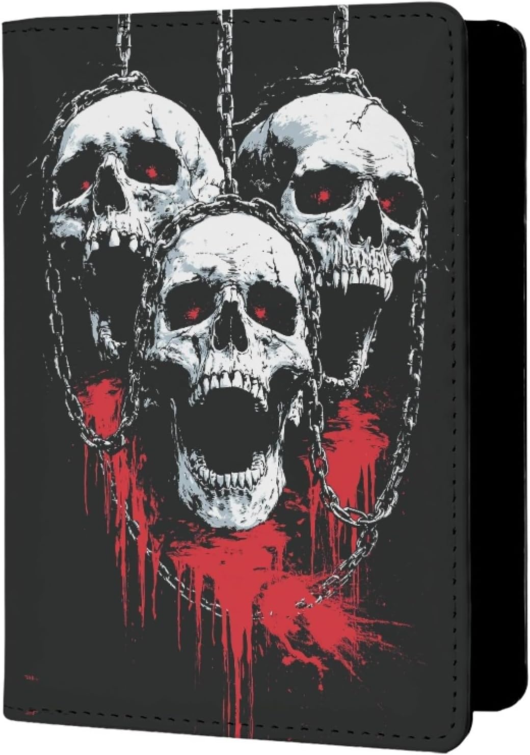 Mens Retro Skull Passport Holder for Travel Womens Skeleton Passport Cover Protector with Credit Card Slots Card Case Cover Black Orange Rainbow Onesize