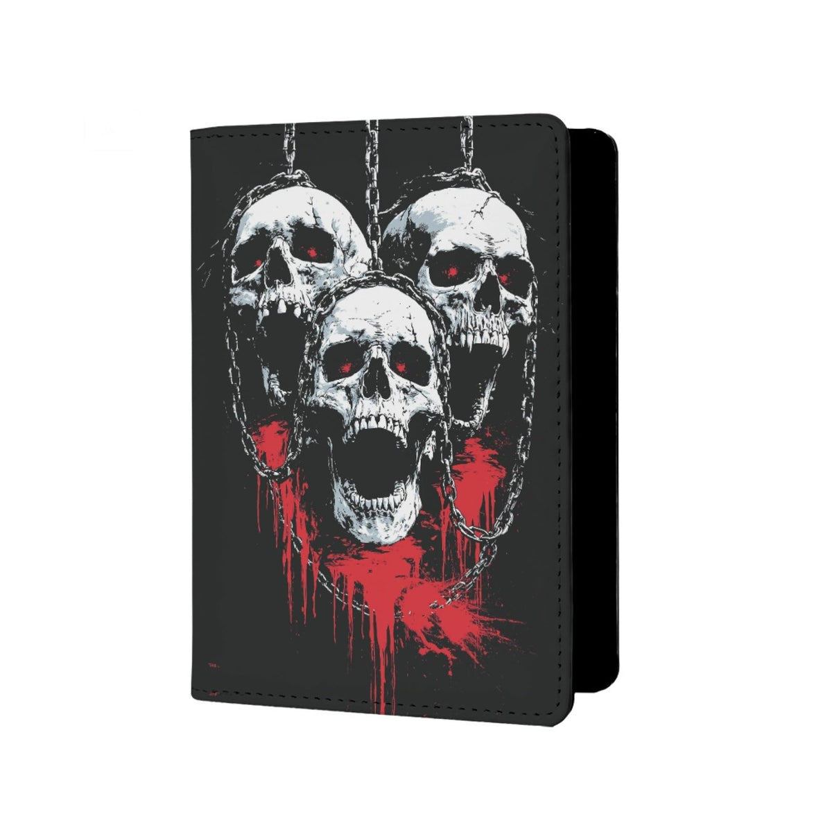 Mens Retro Skull Passport Holder for Travel Womens Skeleton Passport Cover Protector with Credit Card Slots Card Case Cover Black Orange Rainbow Onesize