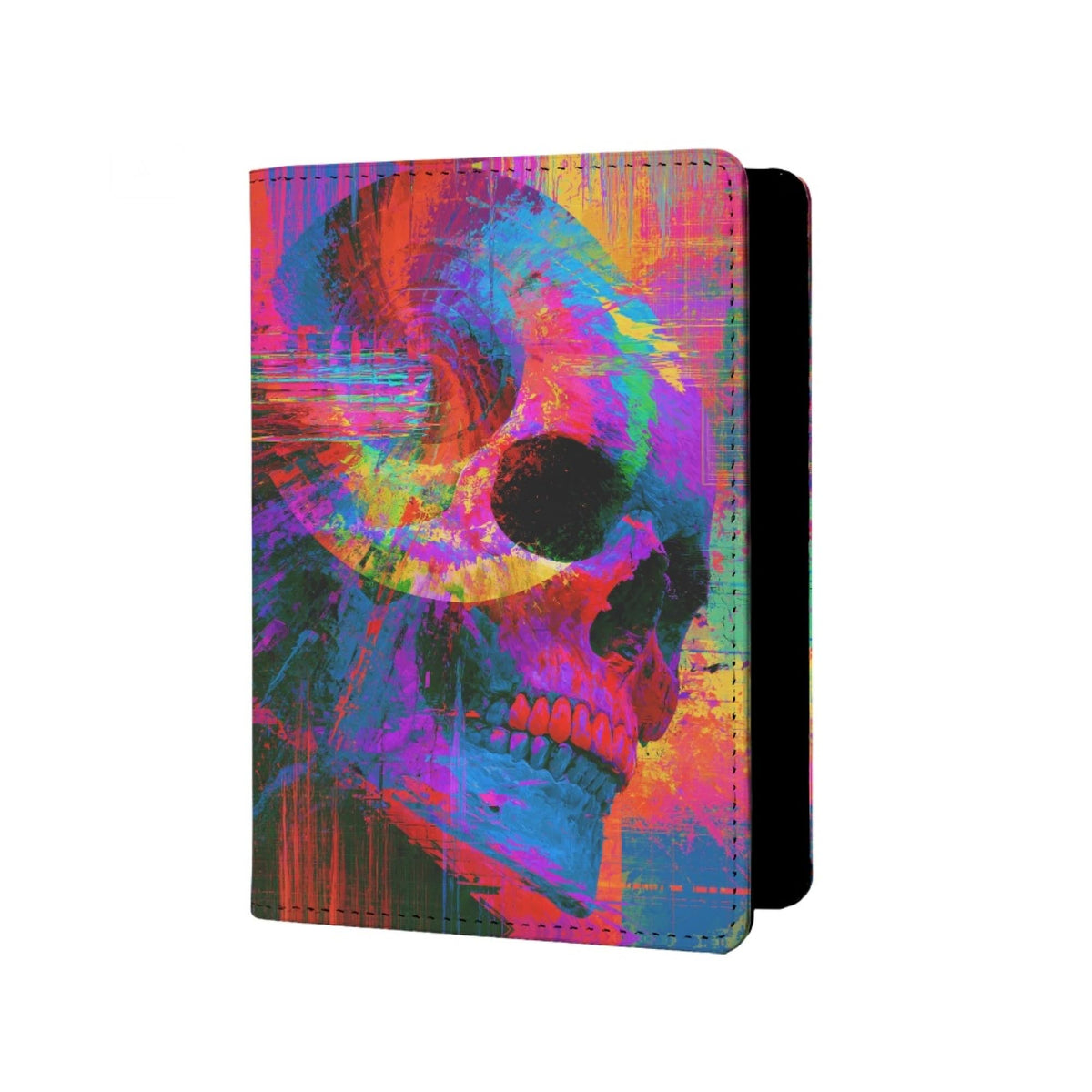 Womens Skull Print Passport Cover Leather Floral Passport Holder Protector with Credit Card Slots Passport Holder for Travel Blue Green Purple Onesize