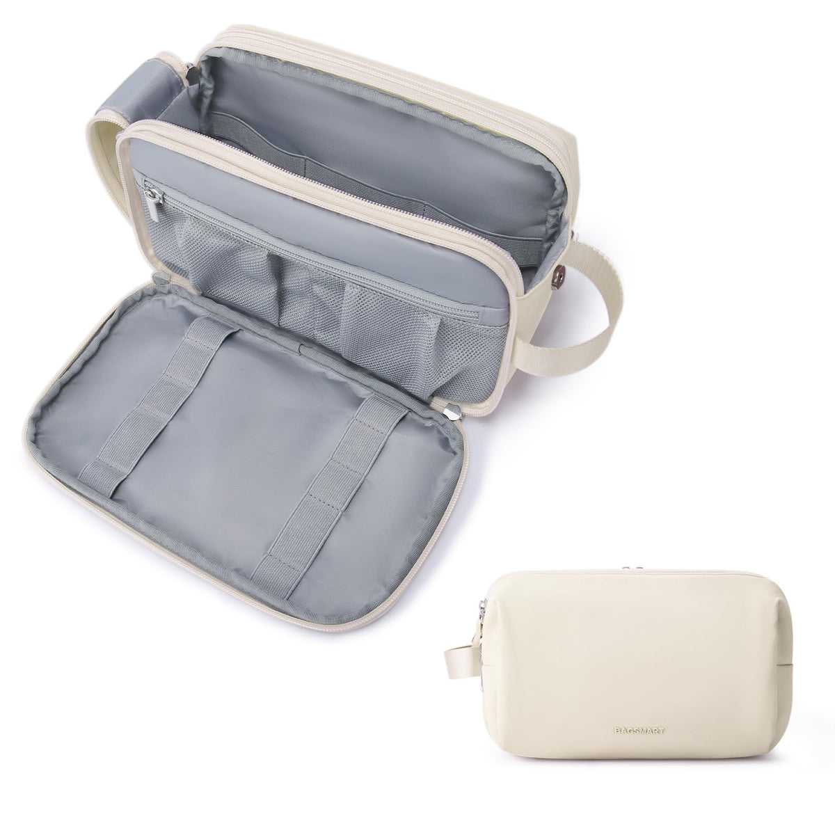 BAGSMART Toiletry Bag for Men, Travel Toiletry Organizer Dopp Kit Water-resistant Shaving Bag for Toiletries Accessories, Door Room Essentials,Black-basic