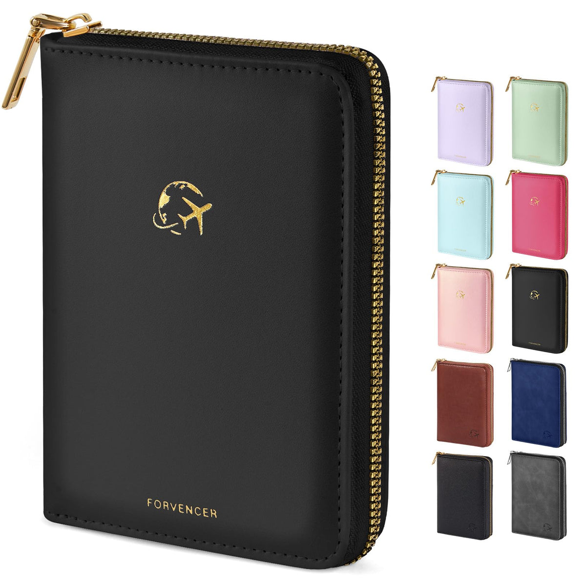Forvencer Safe Zipper Passport Holder Cover, Passport Wallet for Travel