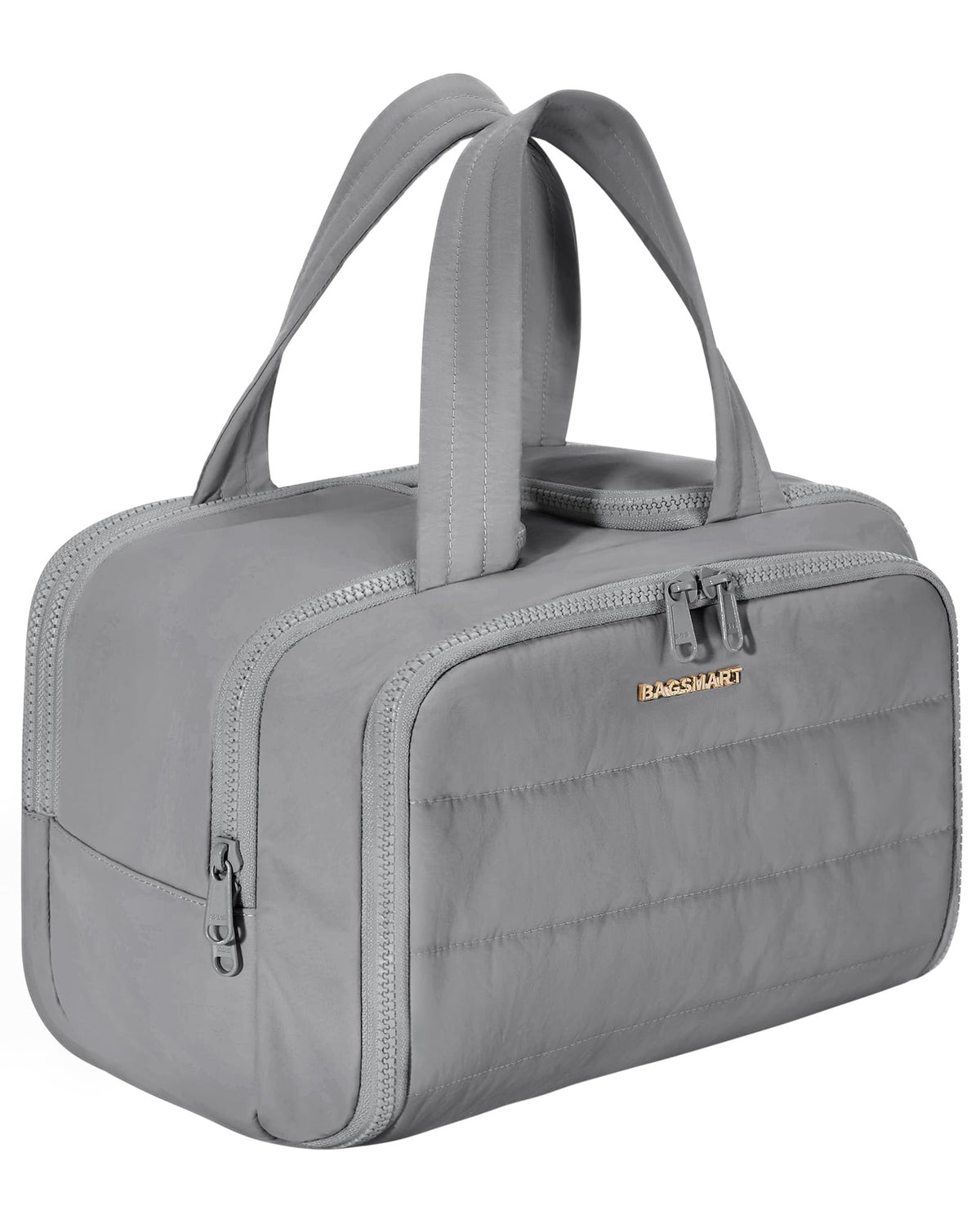 BAGSMART Travel Toiletry Bag, Lightweight Large Wide-open Travel Bag for Women, Puffy Cosmetic Makeup Bag Organizer with Handle for Accessories,Essentials, Toiletries, Black