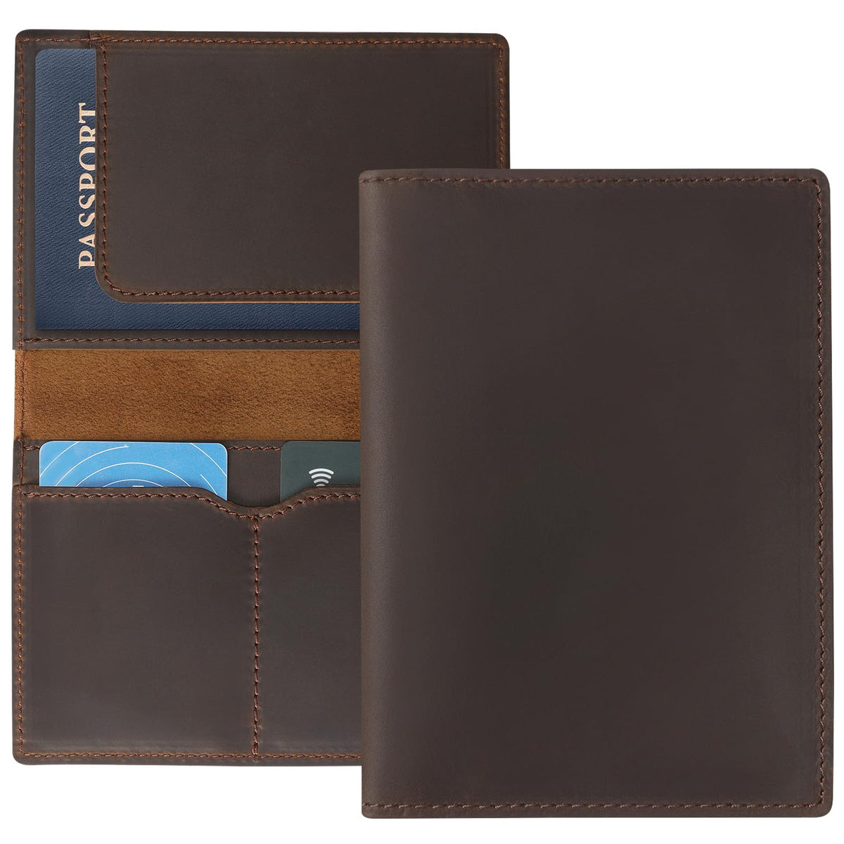 Jack&Chris Leather Passport Holder, Handmade Passport cover, Travel Wallet Cover Case for Men and Women, Leather Travel Documents Organizer Protector, JC107