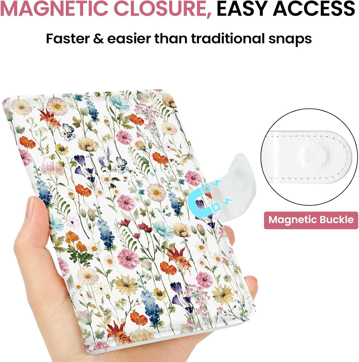 Passport Holder for Travel, RFID Blocking Wallet with Magnetic Closure