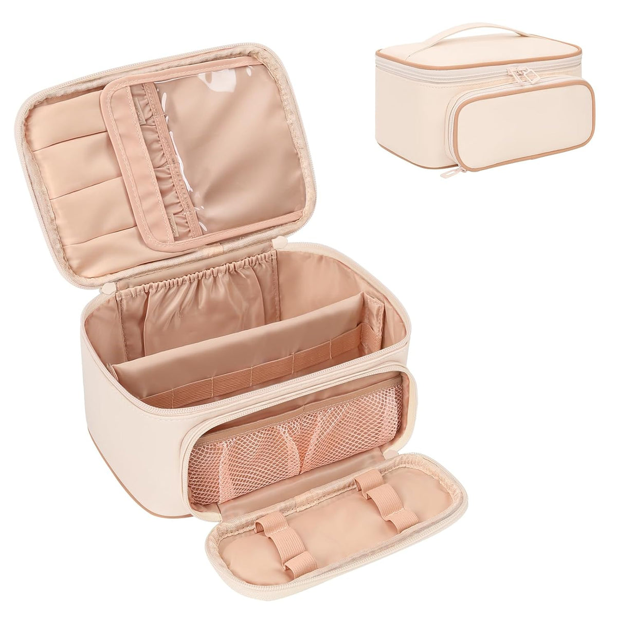 OCHEAL Makeup Bag, Portable Cosmetic Bag Black Make up Case Toiletry Bag