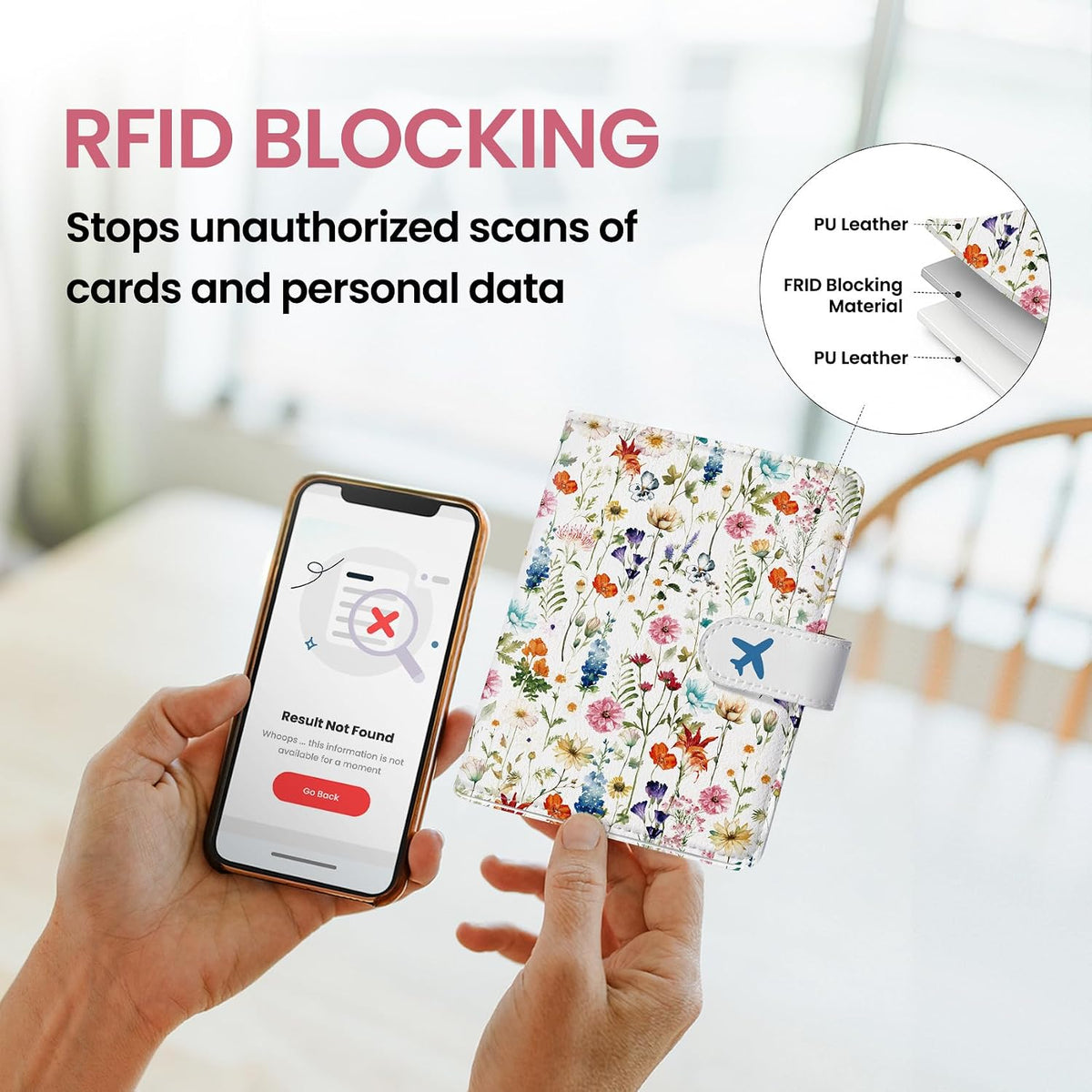 Passport Holder for Travel, RFID Blocking Wallet with Magnetic Closure