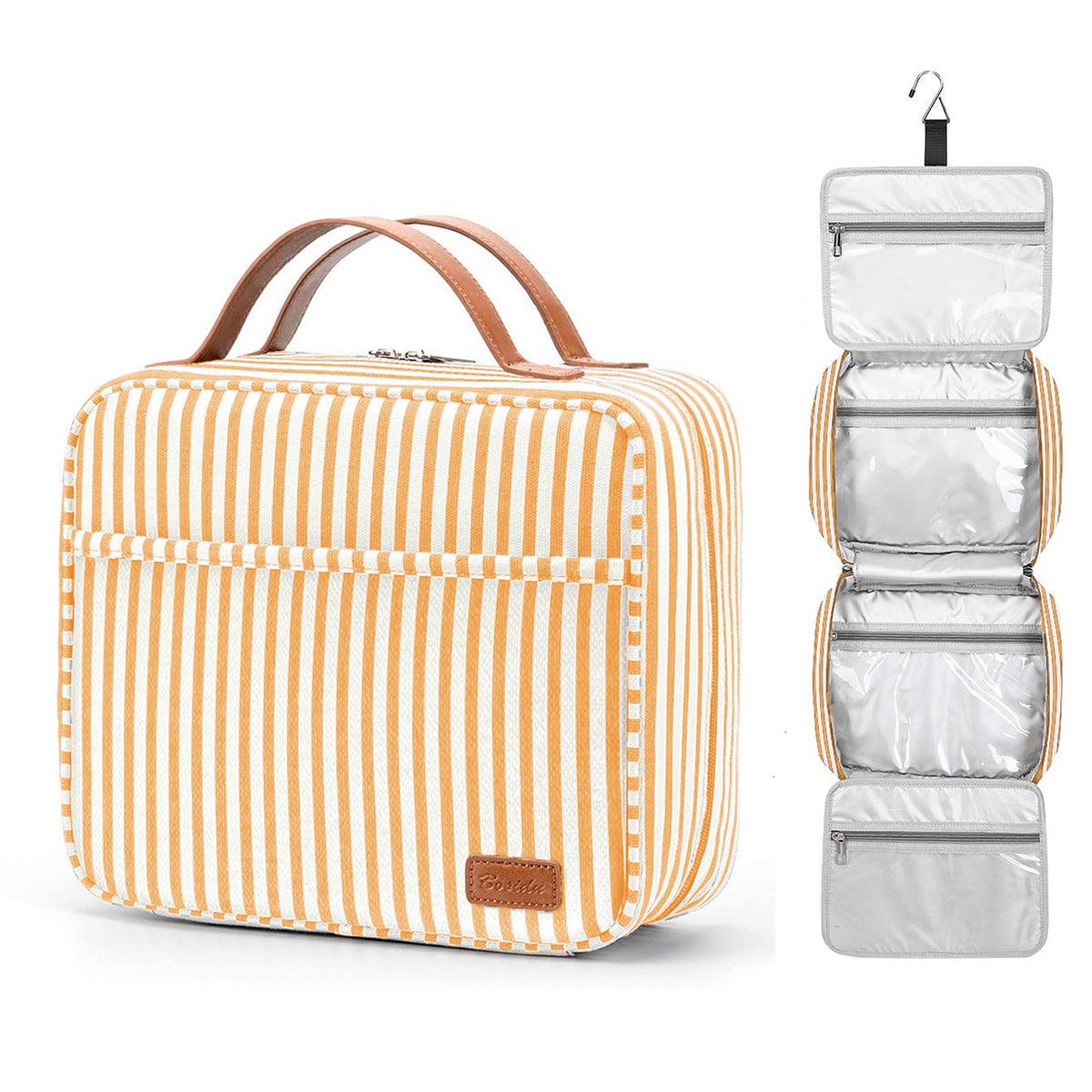 Bosidu Hanging Travel Toiletry Bag,Large Capacity Cosmetic Travel Toiletry Organizer for Women with 4 Compartments & 1 Sturdy Hook,Perfect for Travel/Daily Use/Christmas