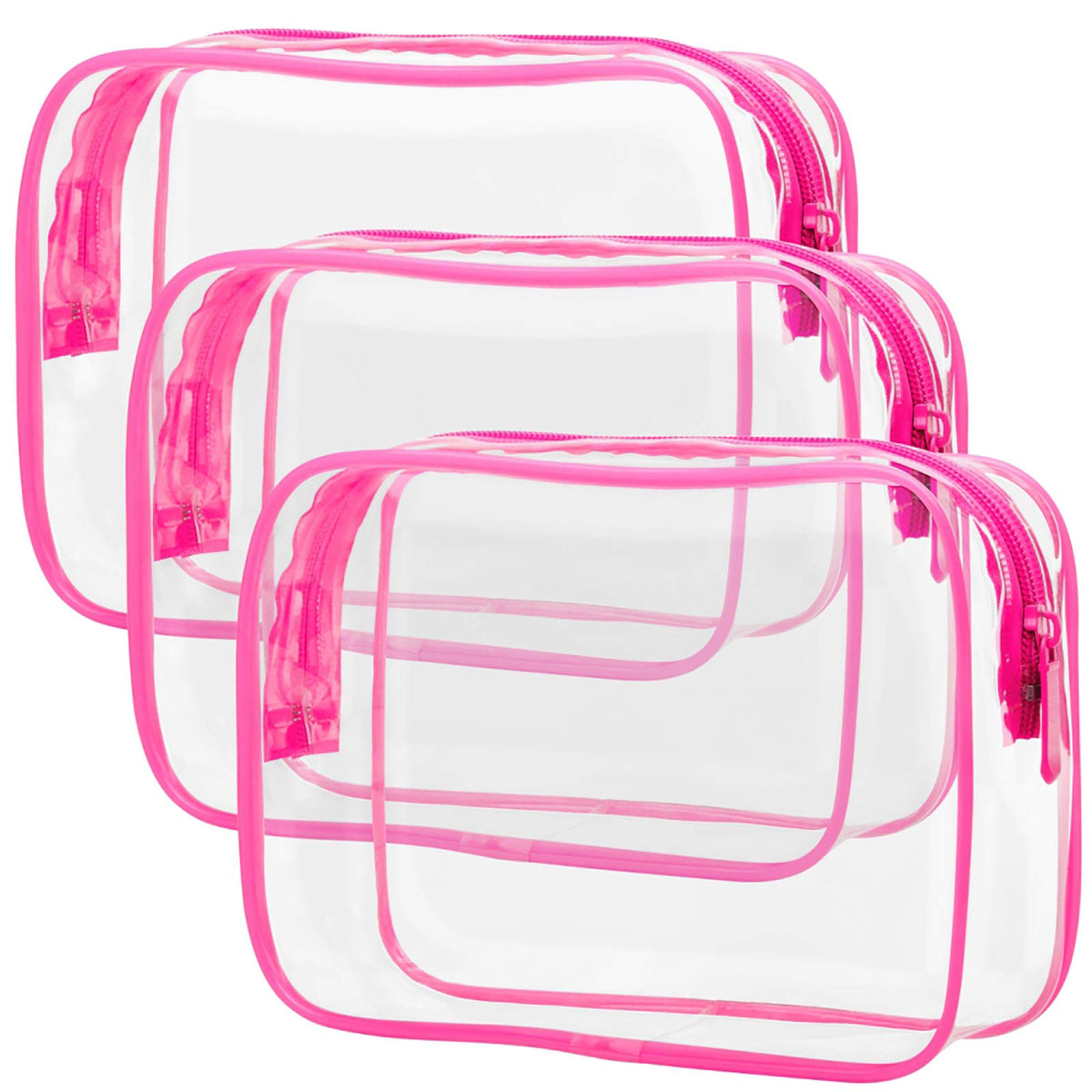 PACKISM TSA Approved Toiletry Bag - Clear Makeup Bag for Travel, Rose Pink