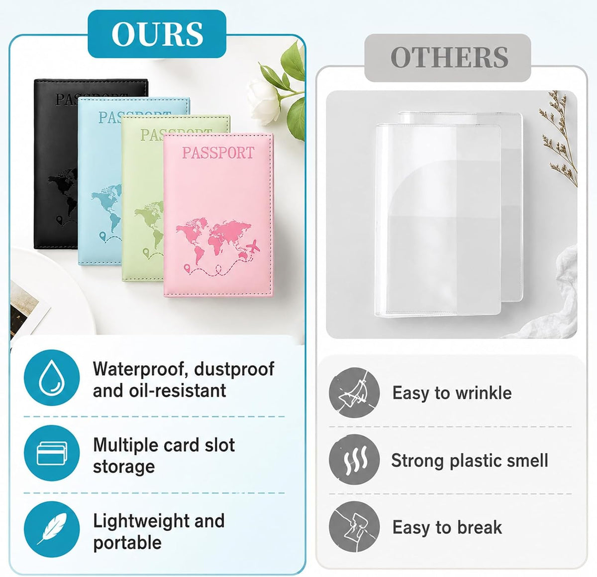 JJUNW 4 Pcs Passport Holder, Passport Wallet Cover Case For Travel