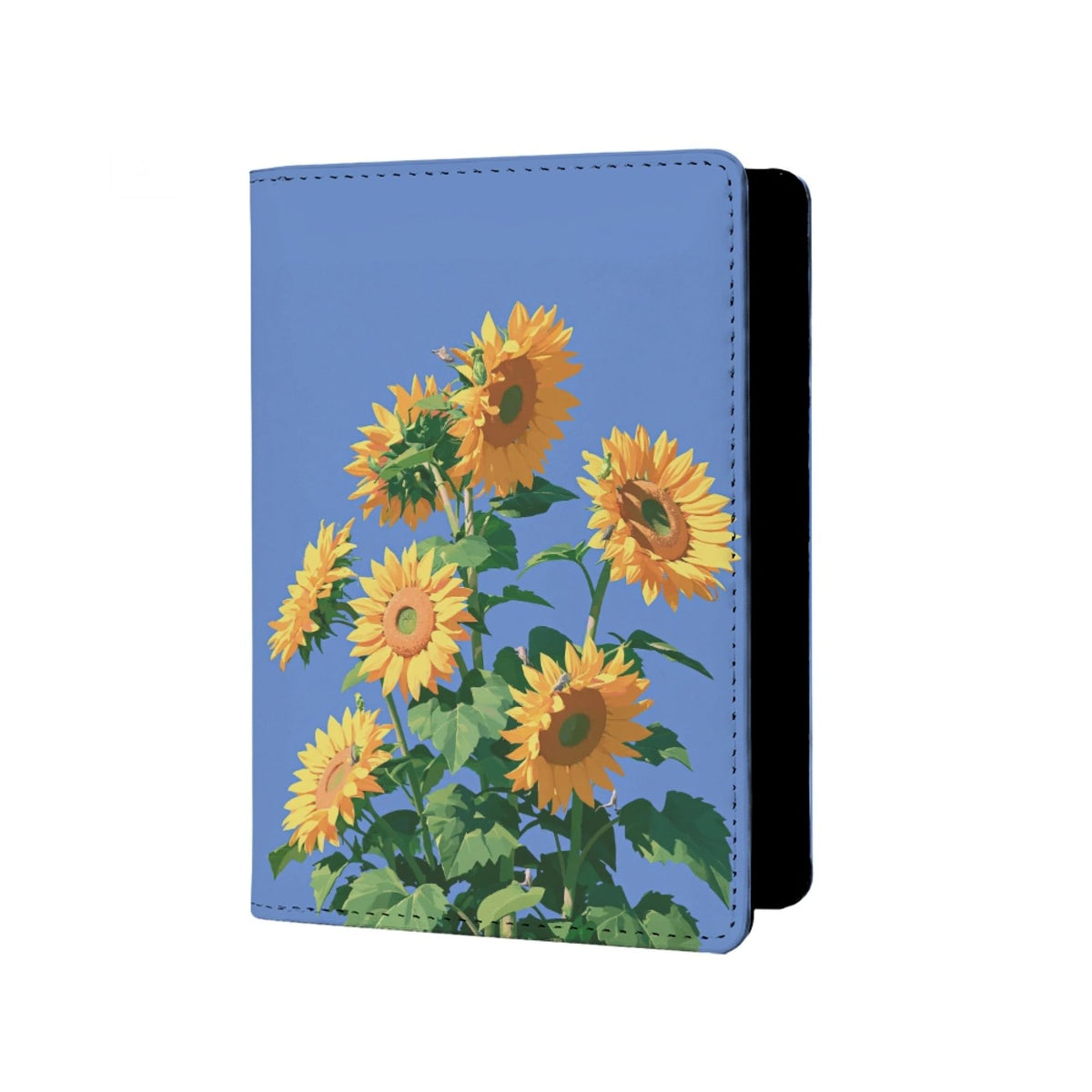 Oil Painting Floral Passport Holder for Travel Leather Womens Sunflower Passport Cover with Credit Card Slots Yellow Red Brown Onesize
