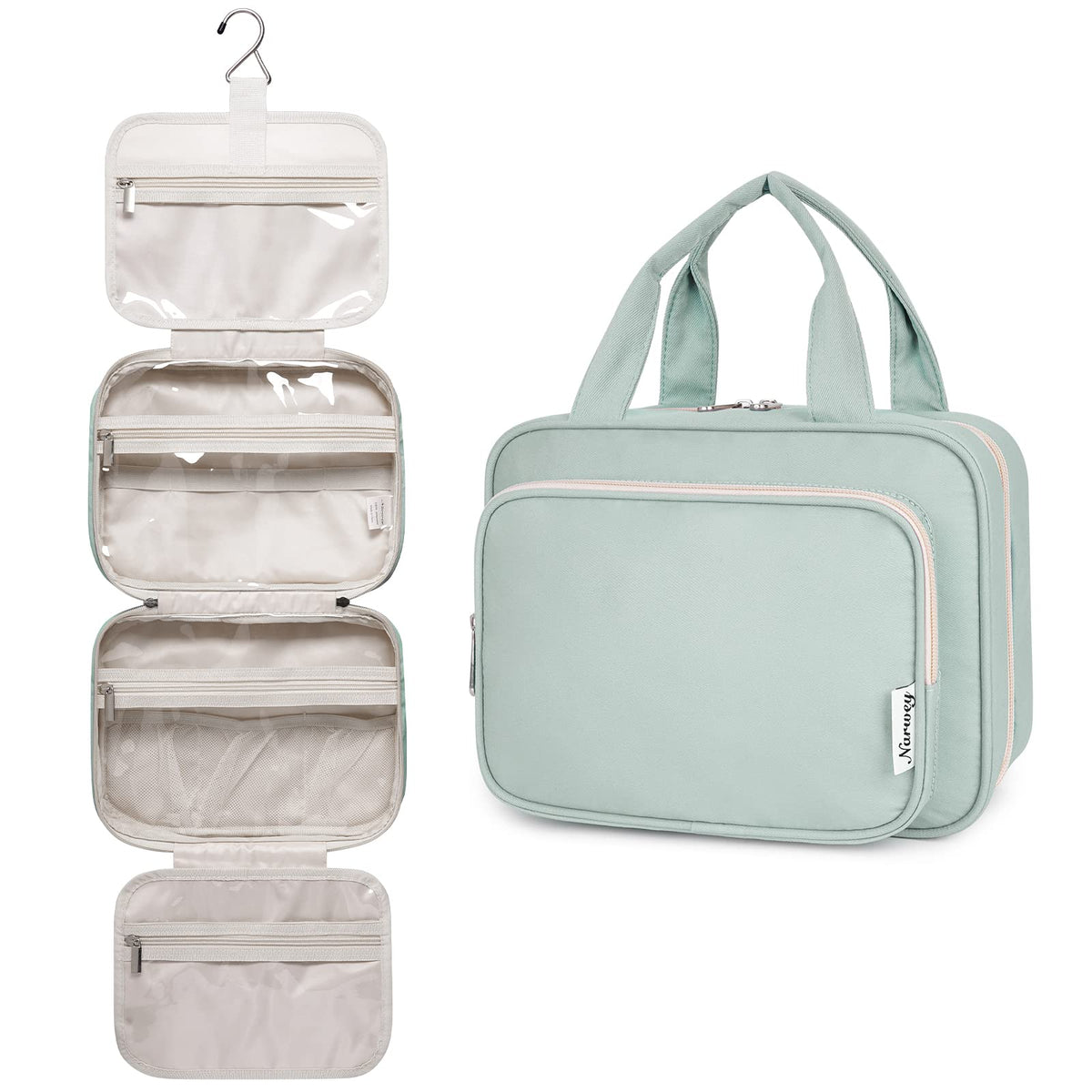 Narwey Hanging Toiletry Bag for Women, Travel Makeup Cosmetic Organizer Bag
