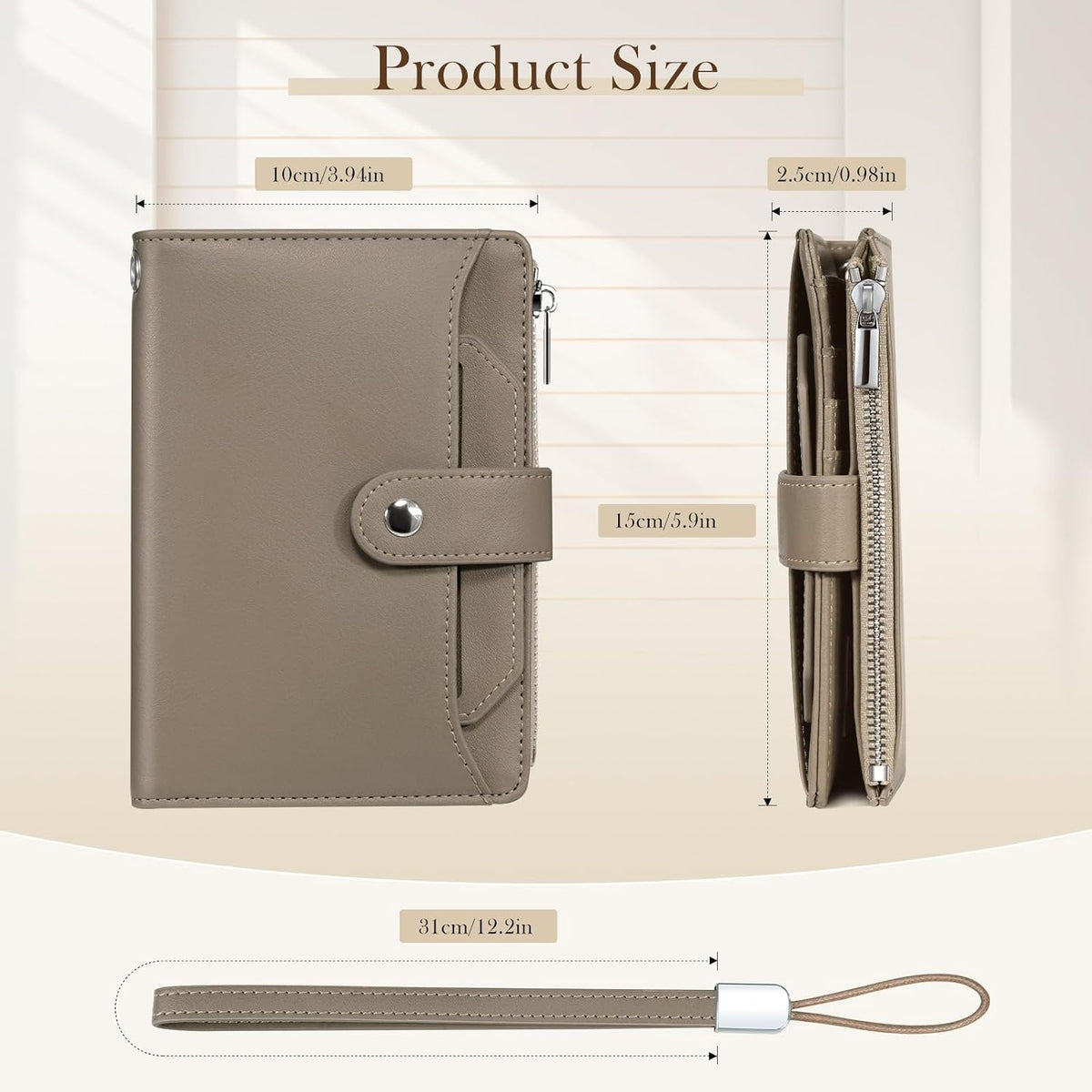 Dadanism RFID Blocking Passport Holder Travel Wallet for Women, Khaki Brown