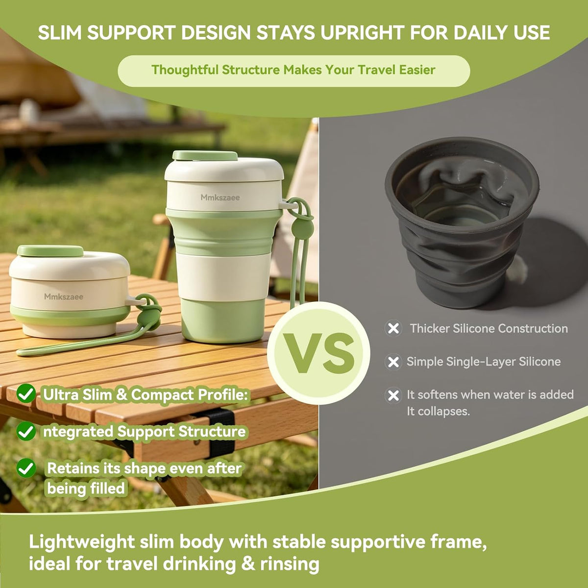 Collapsible Silicone Water Bottle, Leakproof for Travel Camping