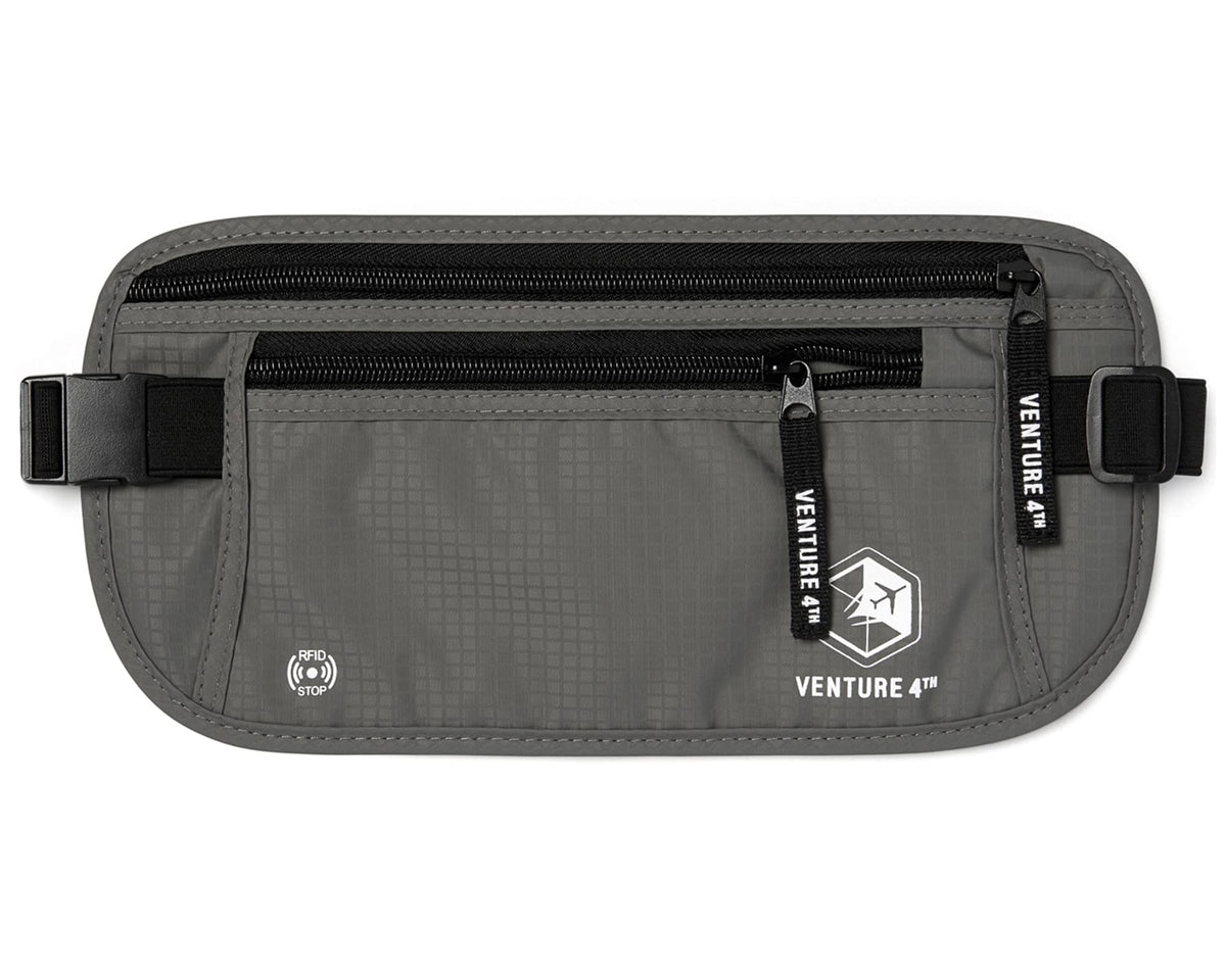 VENTURE 4TH Travel Money Belt, RFID Blocking Passport Holder - Black
