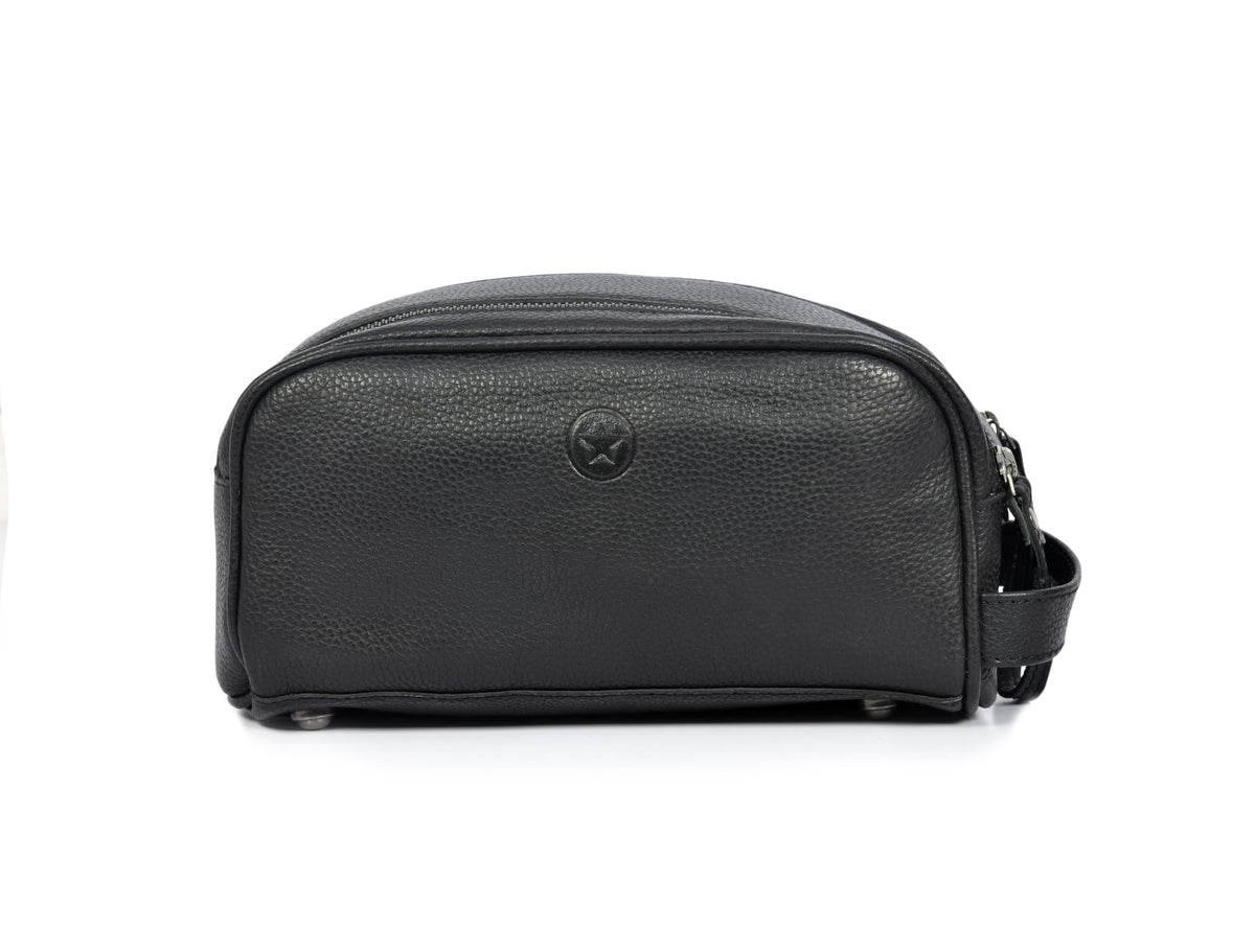 10" Premium Leather Toiletry Travel Pouch With Waterproof Lining | King-Size Handcrafted Vintage Dopp - Kit By Aaron Leather Goods (Dark Brown)