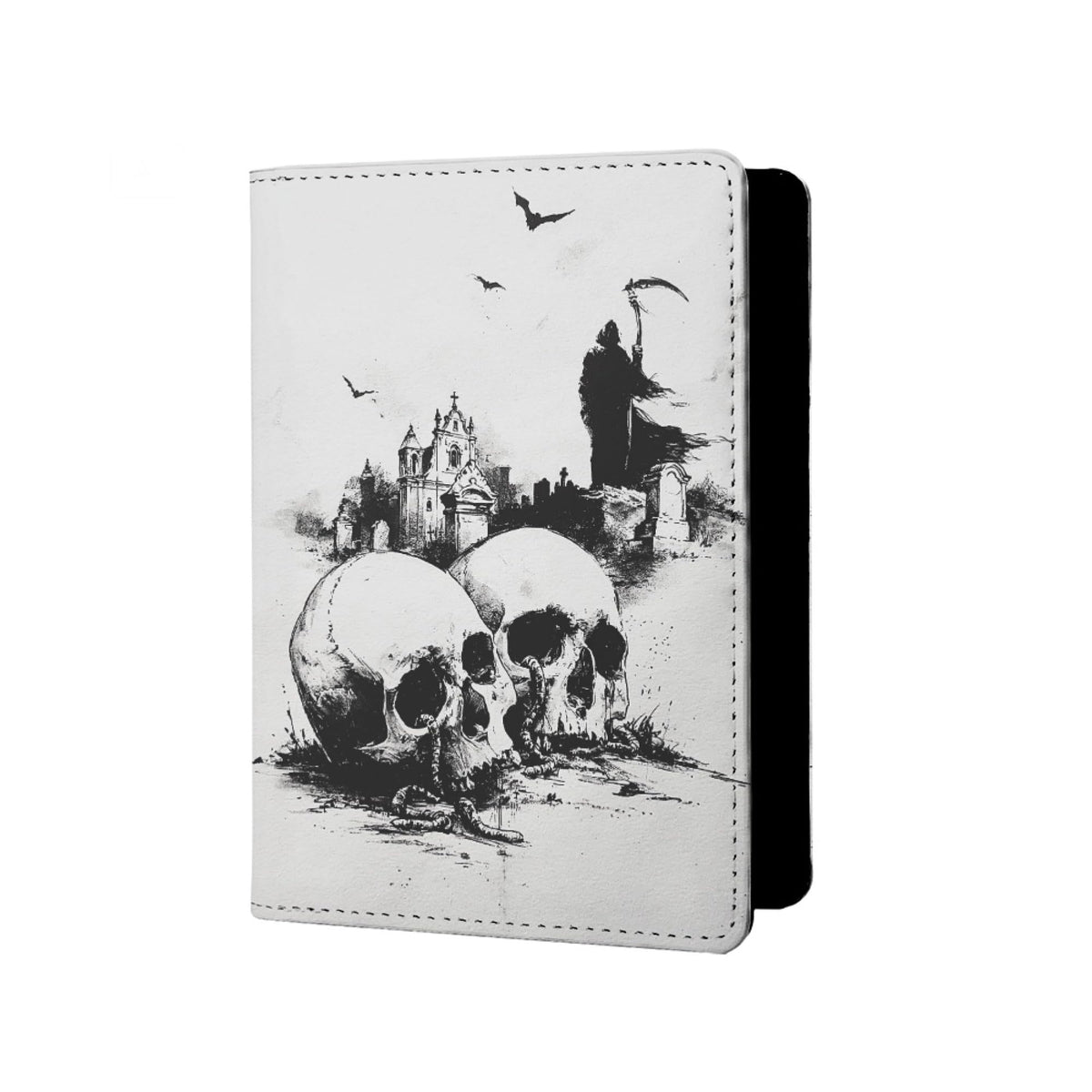 Mens Retro Skull Passport Holder for Travel Womens Skeleton Passport Cover Protector with Credit Card Slots Card Case Cover Black Orange Rainbow Onesize