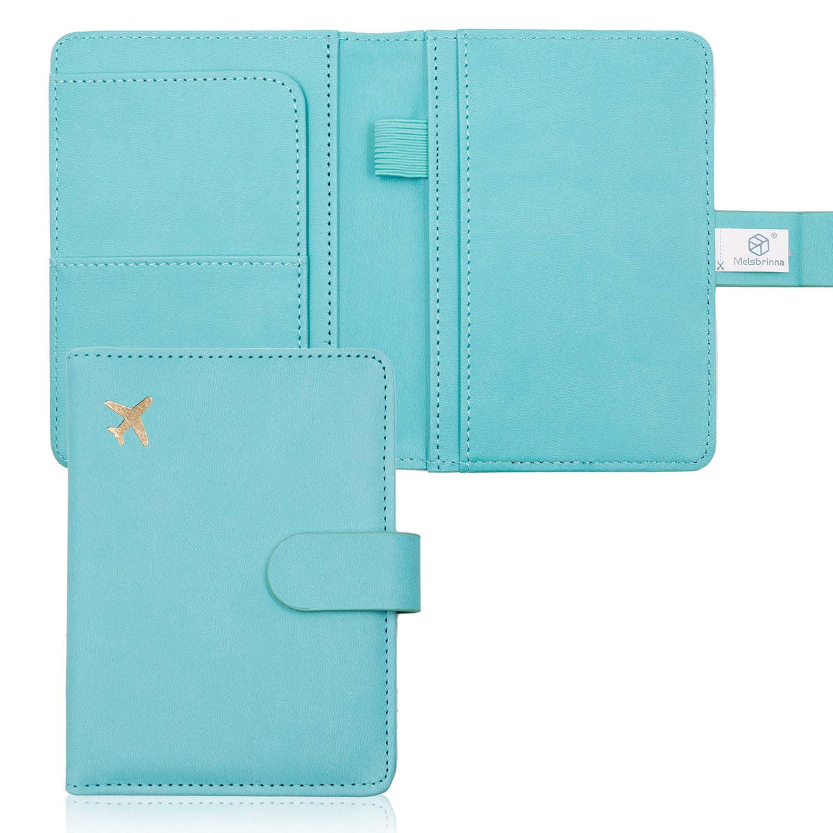 Melsbrinna Premium Leather Passport Holder Covers Case, Waterproof Rfid Blocking Travel Wallet Passport Holder with Pen Holder, Cute Passport Book for Women/Men