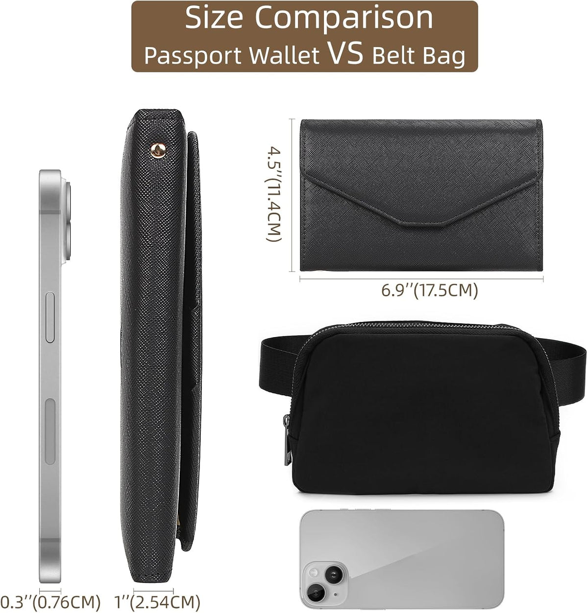 ZOPPEN Passport Holder Travel Wallet Organizer for Women,Black