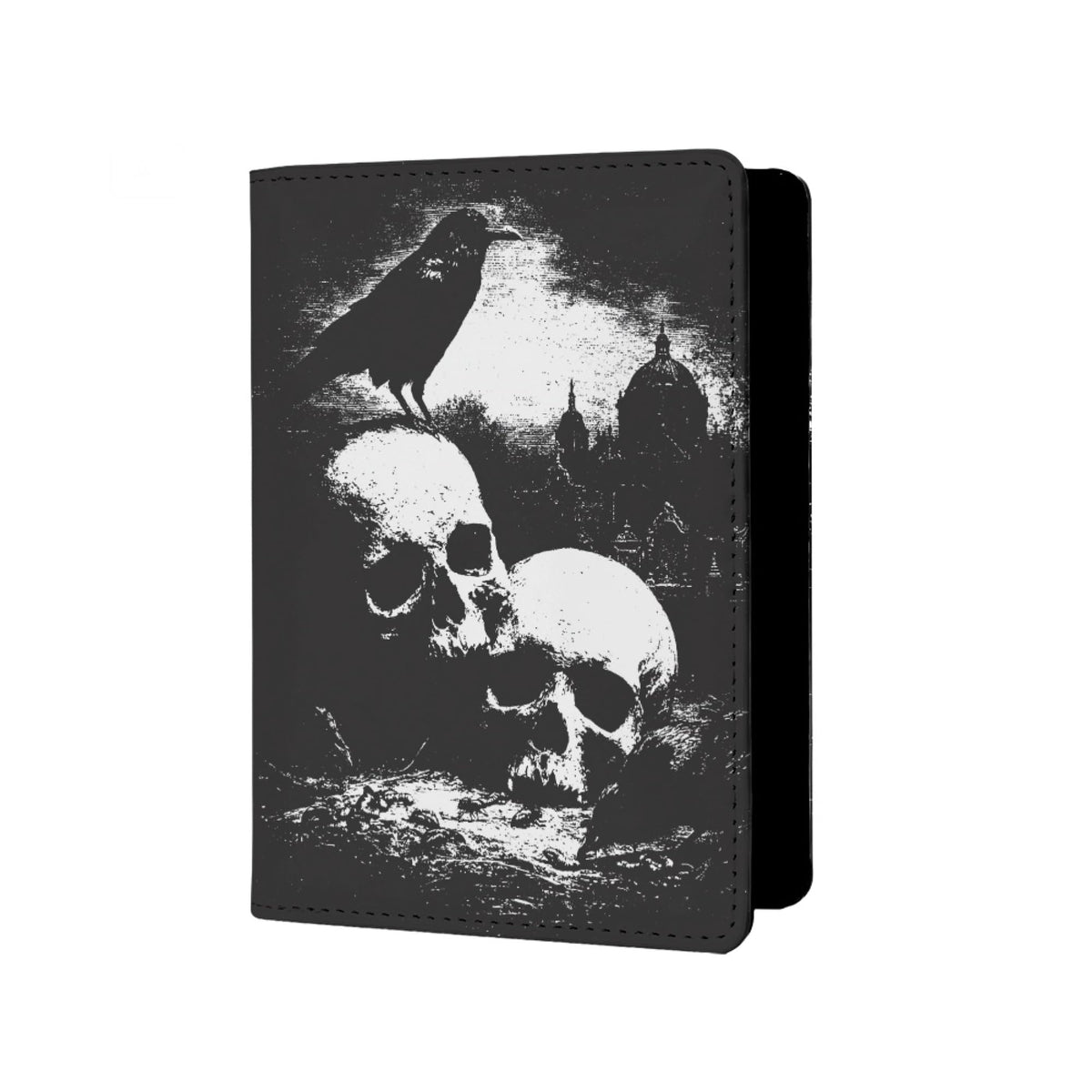 Mens Retro Skull Passport Holder for Travel Womens Skeleton Passport Cover Protector with Credit Card Slots Card Case Cover Black Orange Rainbow Onesize