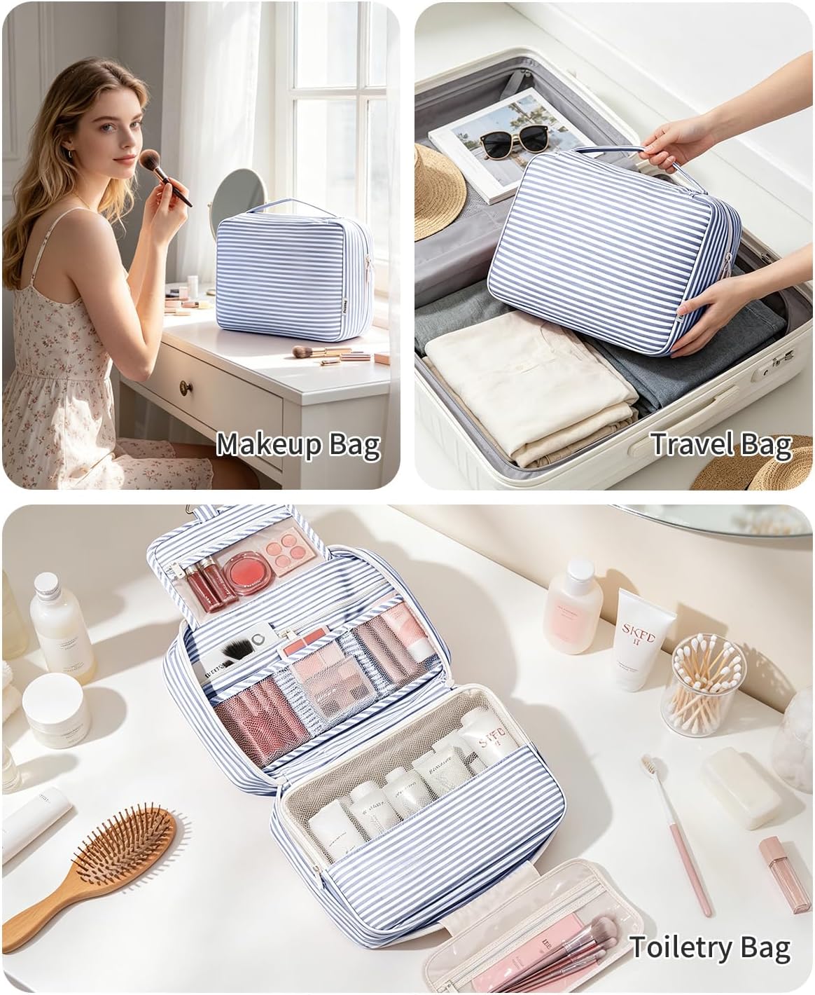 Narwey Hanging Travel Toiletry Bag for Women, Large Makeup Cosmetic Bag