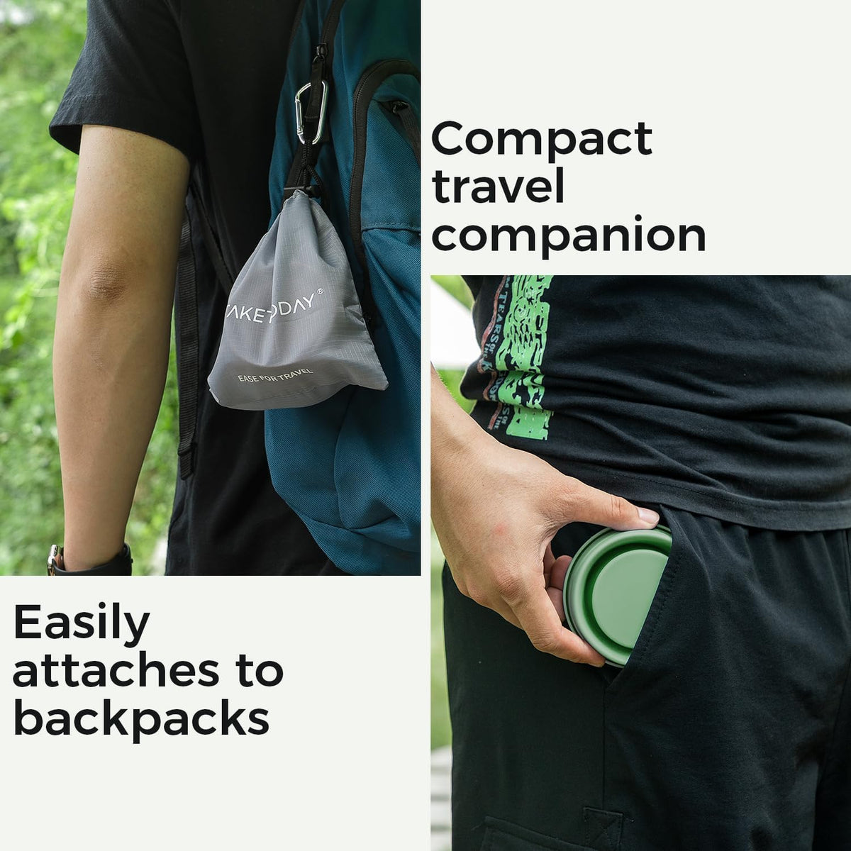 TakeToday Collapsible Cup 8 oz 2-Pack for Travel, Navy & Dark Green