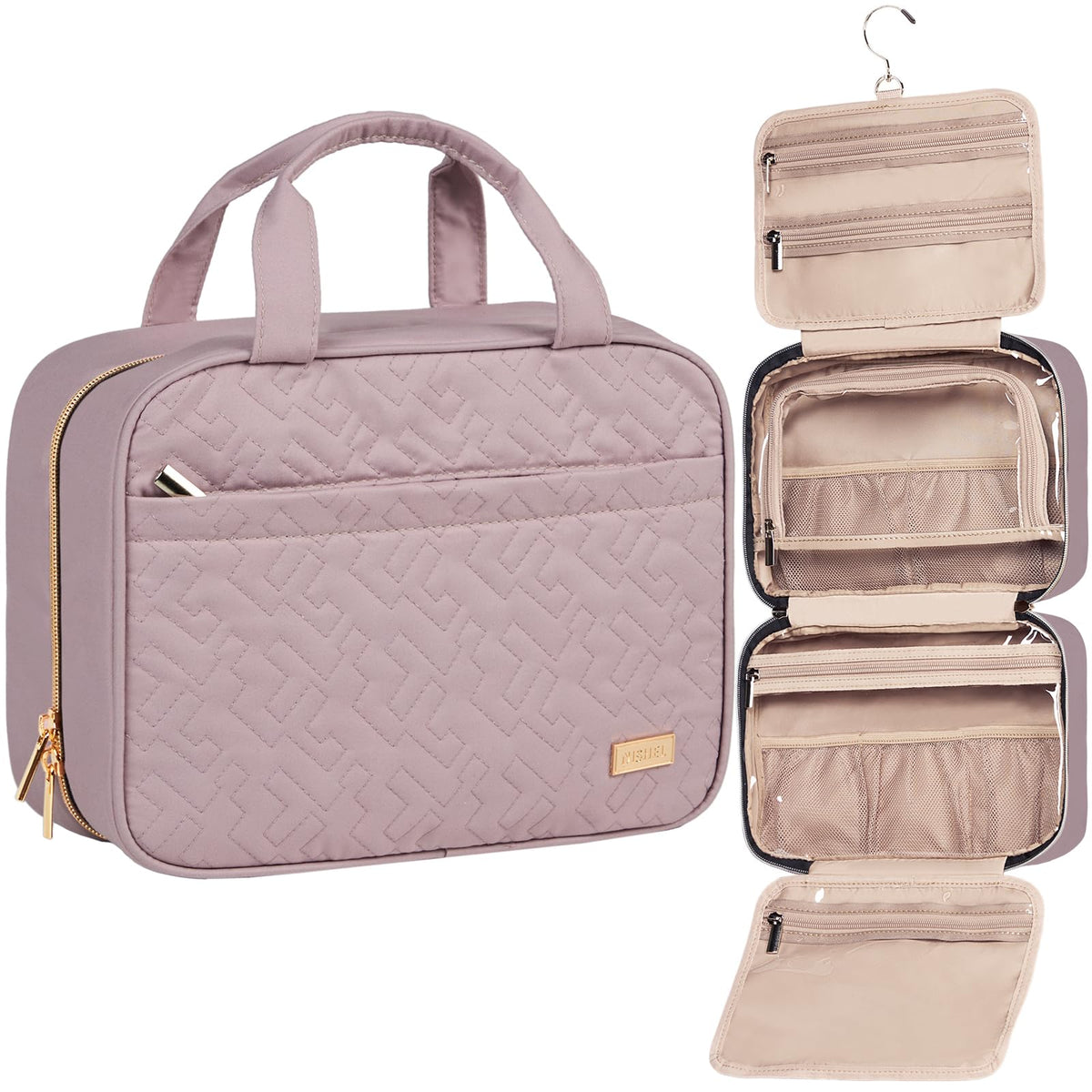 NISHEL Travel Toiletry Bag for women, Portable Hanging makeup Organizer