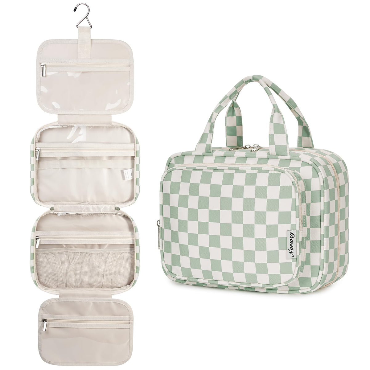 Narwey Hanging Toiletry Bag for Women, Travel Makeup Cosmetic Organizer Bag