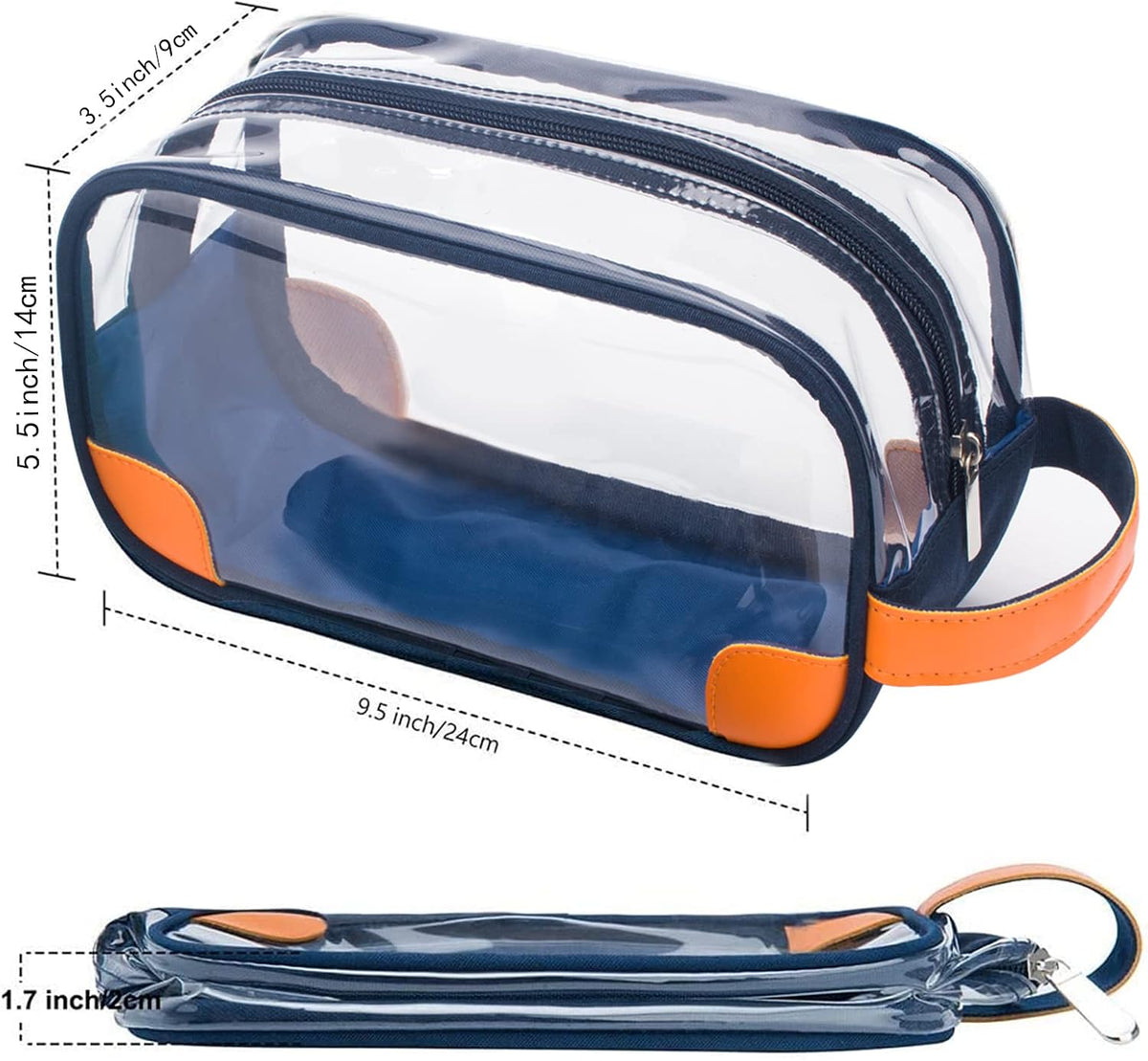 Lermende Clear Toiletry Bag for Traveling, Large Toiletry Bag for Men. Hanging Dopp Kit/Travel kit/Clear Mens Bag/Unisex Bathroom Travel Bag for Mens(Blue)
