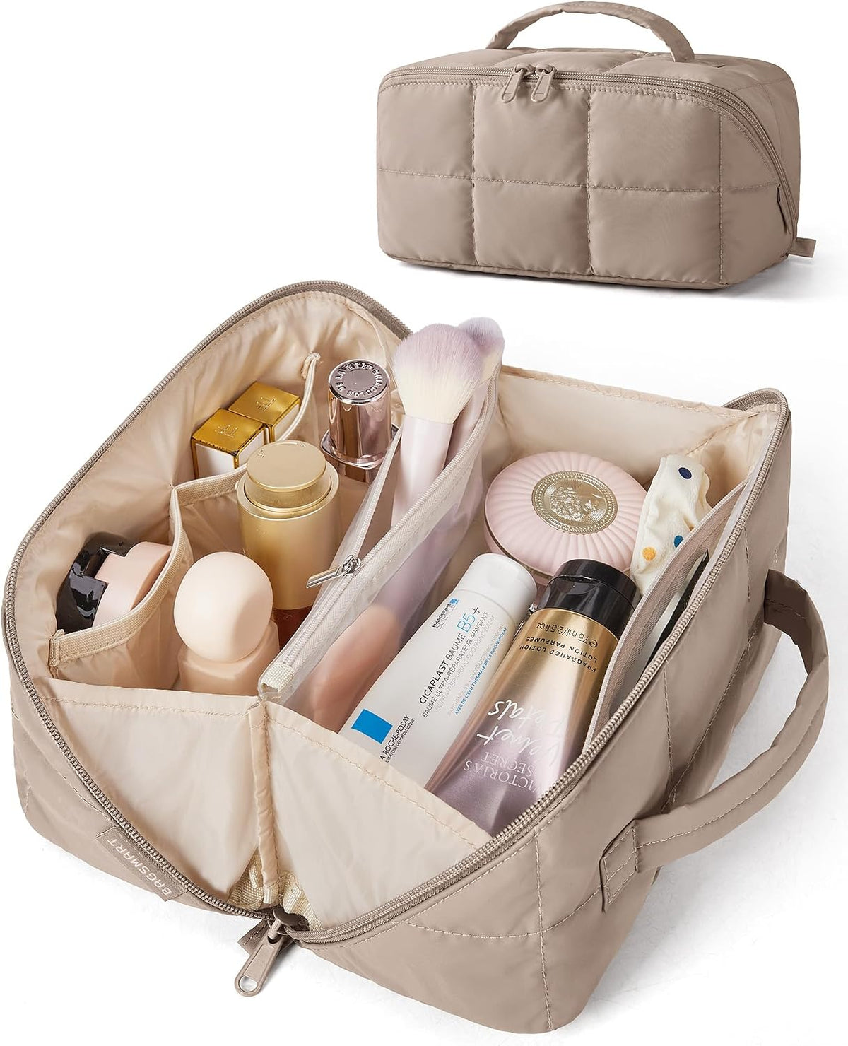 BAGSMART Easy-Access Makeup Bag, Water-Resistant Travel Toiletry Organizer