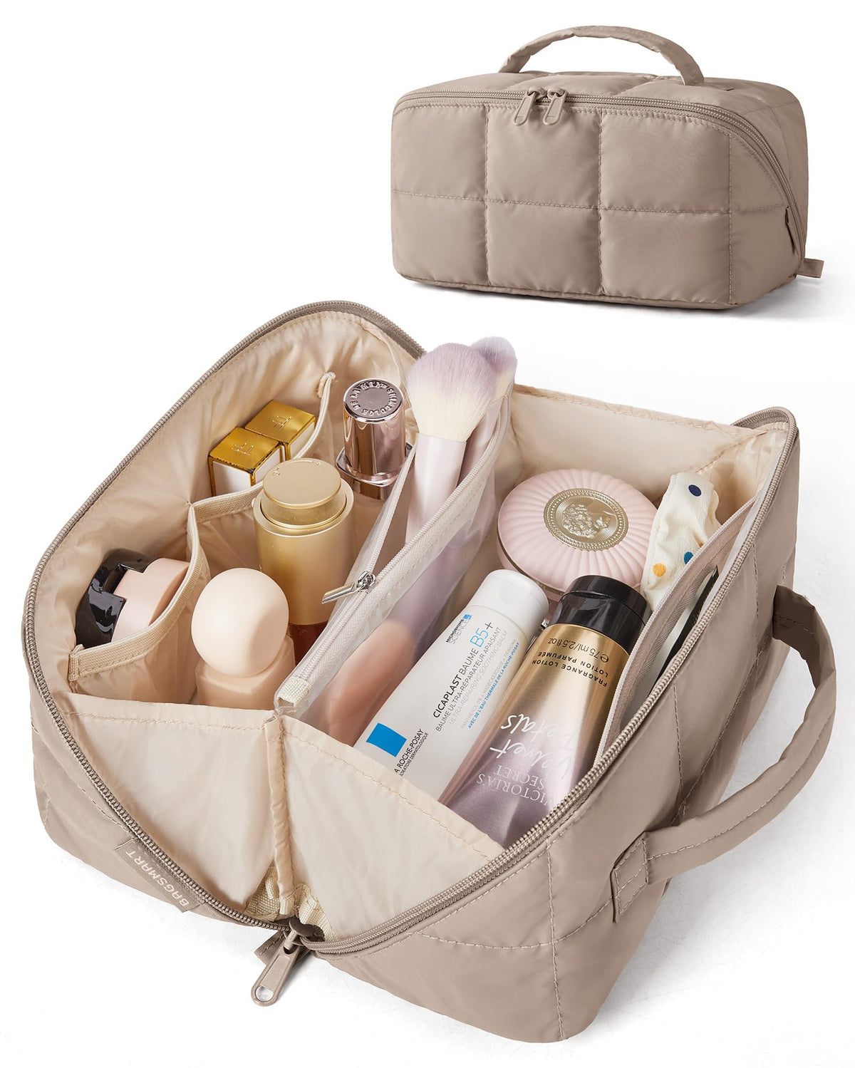 BAGSMART Easy-Access Makeup Bag, Water-Resistant Travel Toiletry Organizer