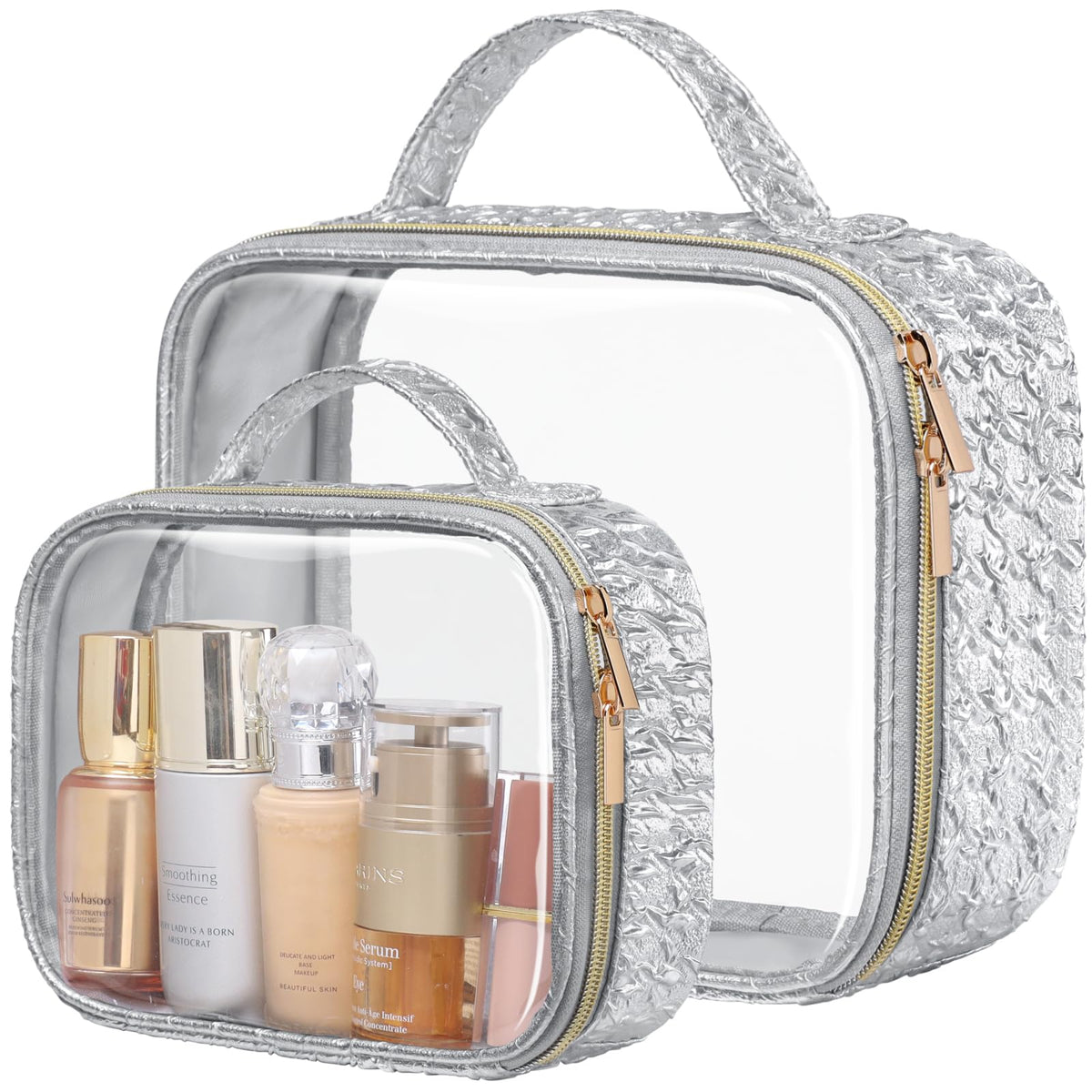 PACKISM Clear Makeup Bag Foldable - TSA Approved Toiletry Bag for Travel
