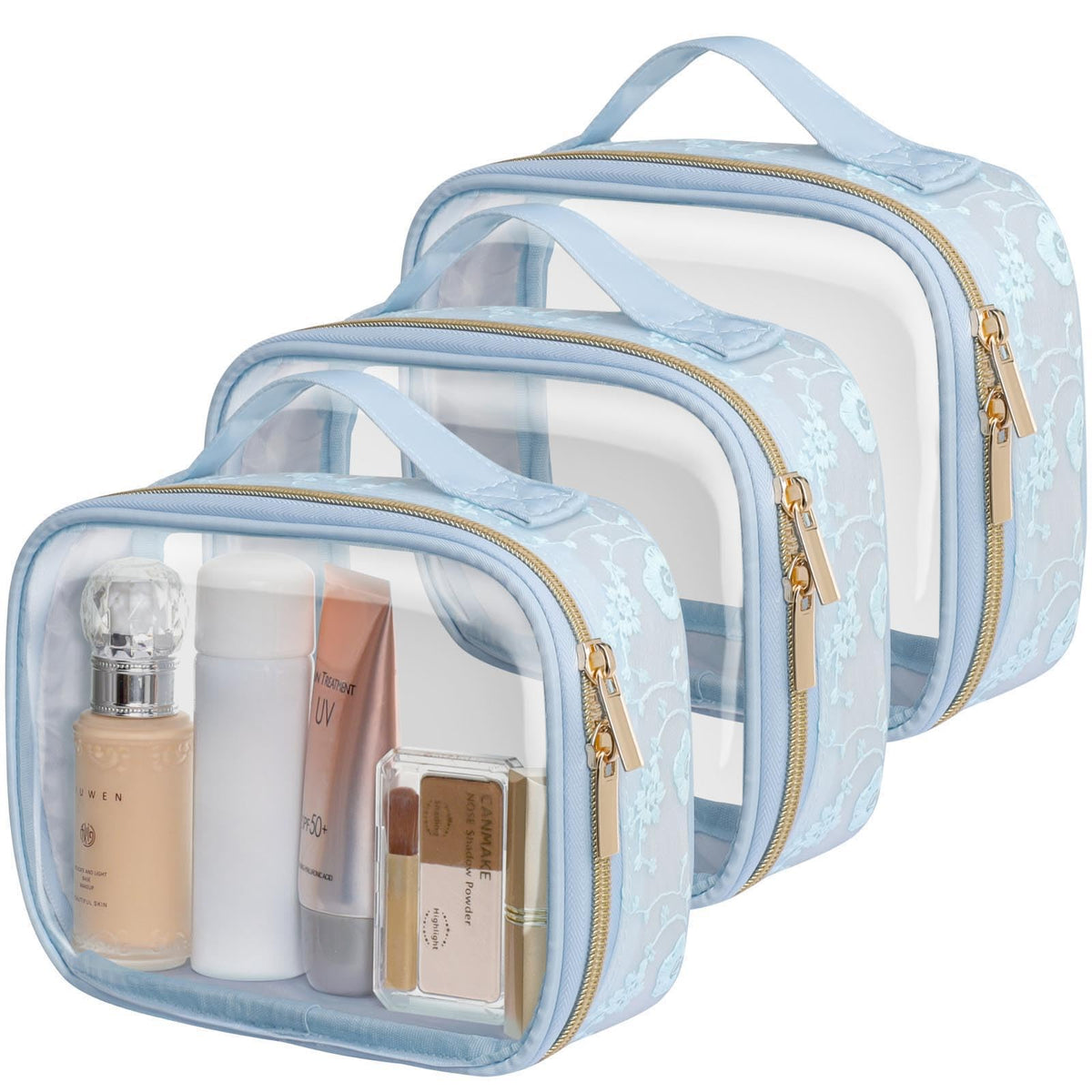 PACKISM TSA Approved Toiletry Bag - Clear Makeup Bag for Travel, Rose Pink