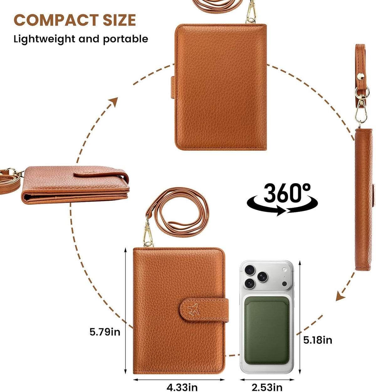 Passport Holder for Travel, Passport Wallet with Neck Strap RFID Blocking, Passport Book Cover Case with Card Slots, Travel Gifts for Women Men