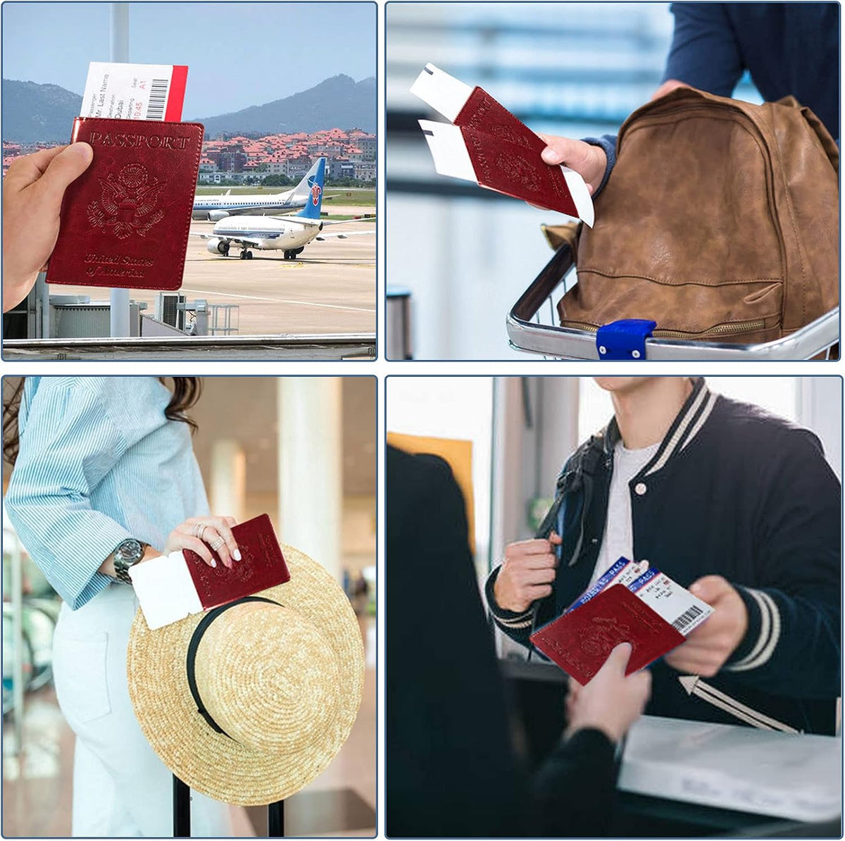 Passport Holder Wallet Cover Case RFID Blocking Slot Travel Accessories