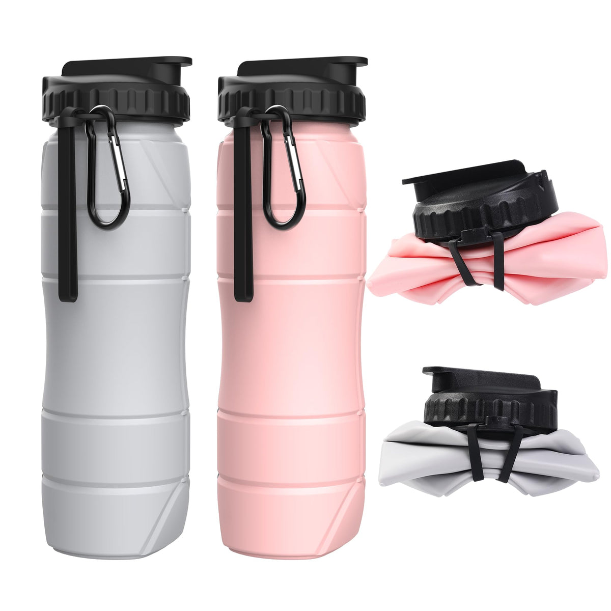 Collapsible Water Bottles, 22oz with Straw for Travel, Gym & Sports