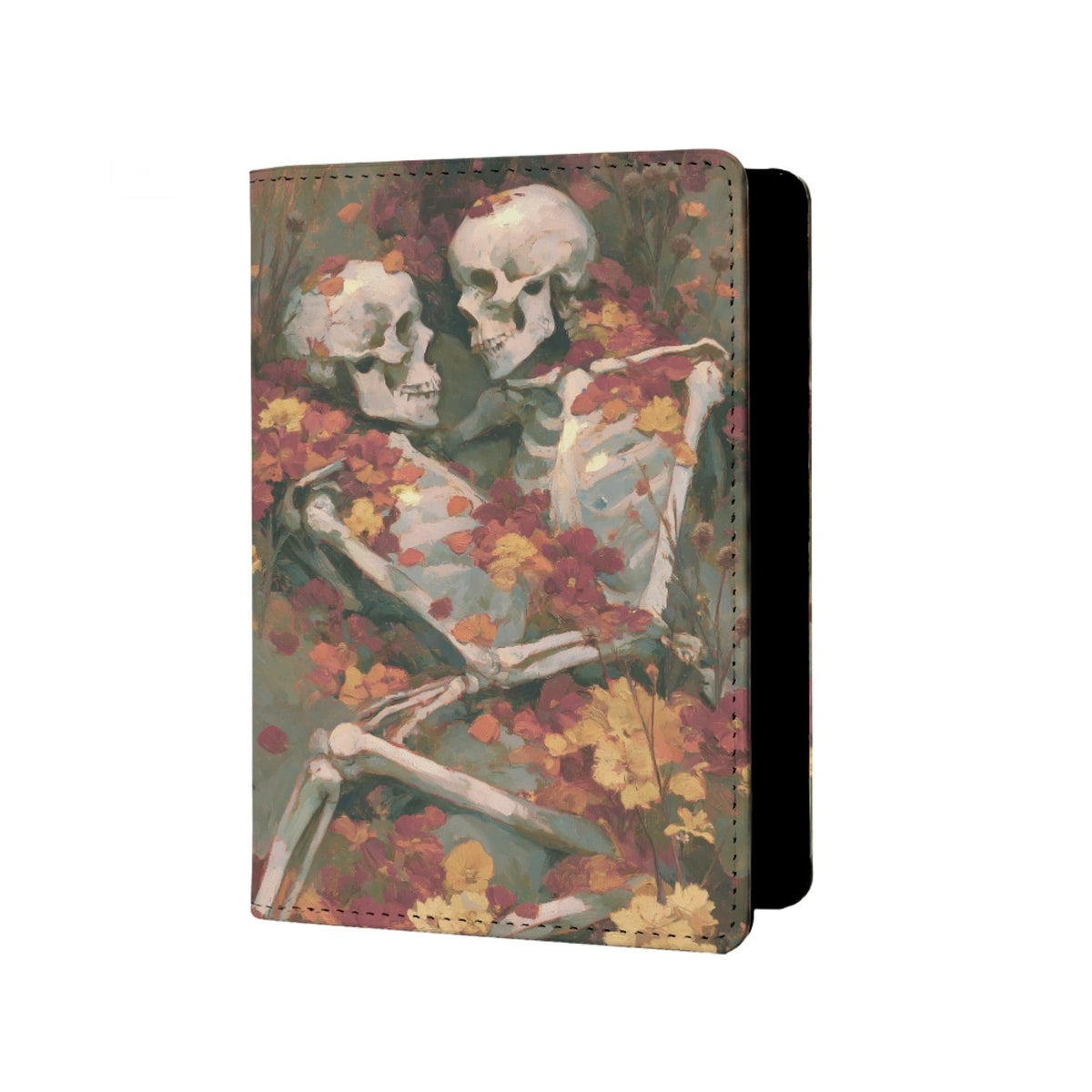 Mens Retro Skull Passport Holder for Travel Womens Skeleton Passport Cover Protector with Credit Card Slots Card Case Cover Black Orange Rainbow Onesize
