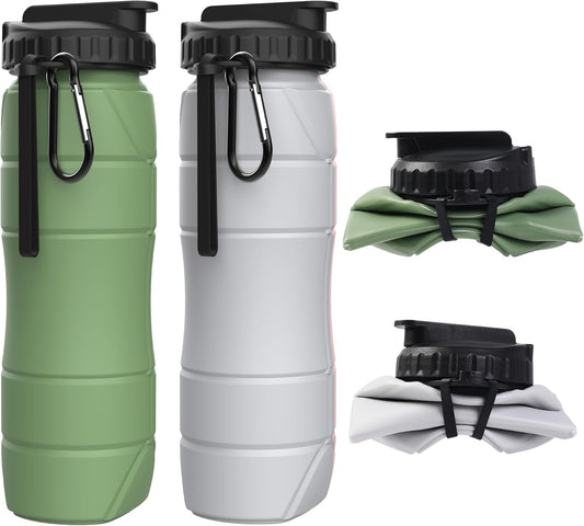Collapsible Water Bottles, 22oz with Straw for Travel, Gym & Sports