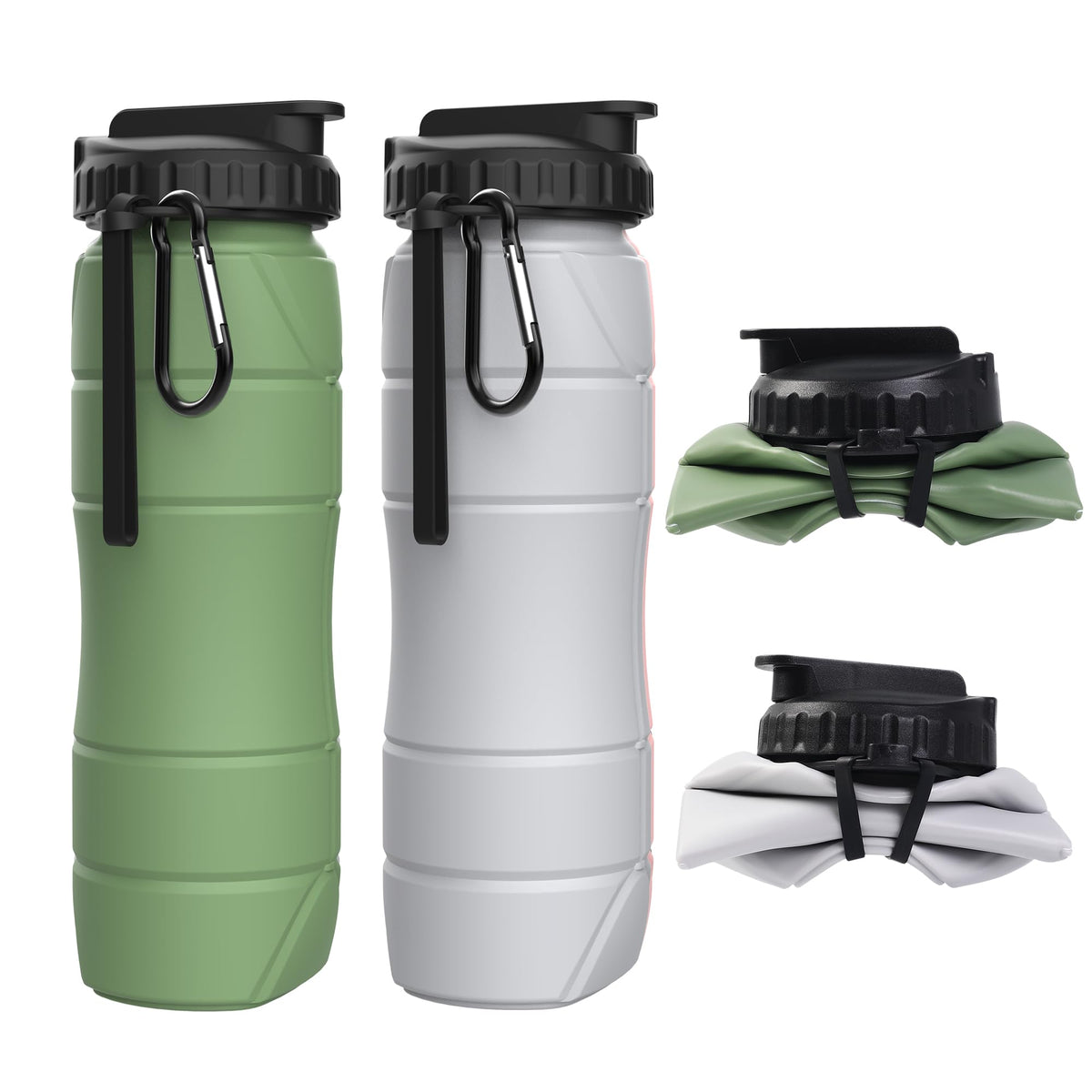 Collapsible Water Bottles, 22oz with Straw for Travel, Gym & Sports