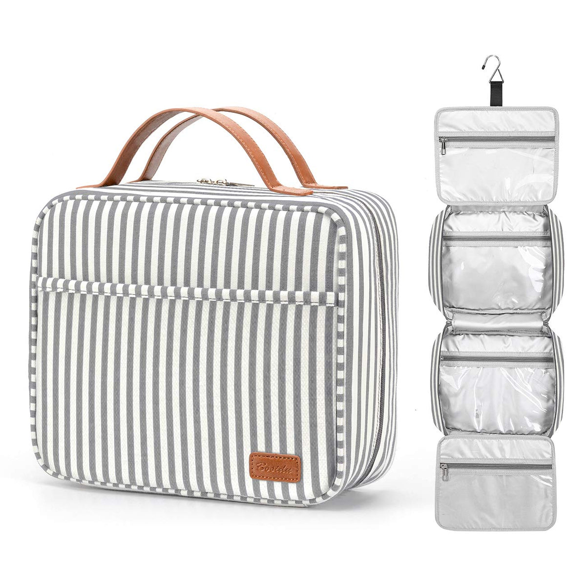 Bosidu Hanging Travel Toiletry Bag,Large Capacity Cosmetic Travel Toiletry Organizer for Women with 4 Compartments & 1 Sturdy Hook,Perfect for Travel/Daily Use/Christmas