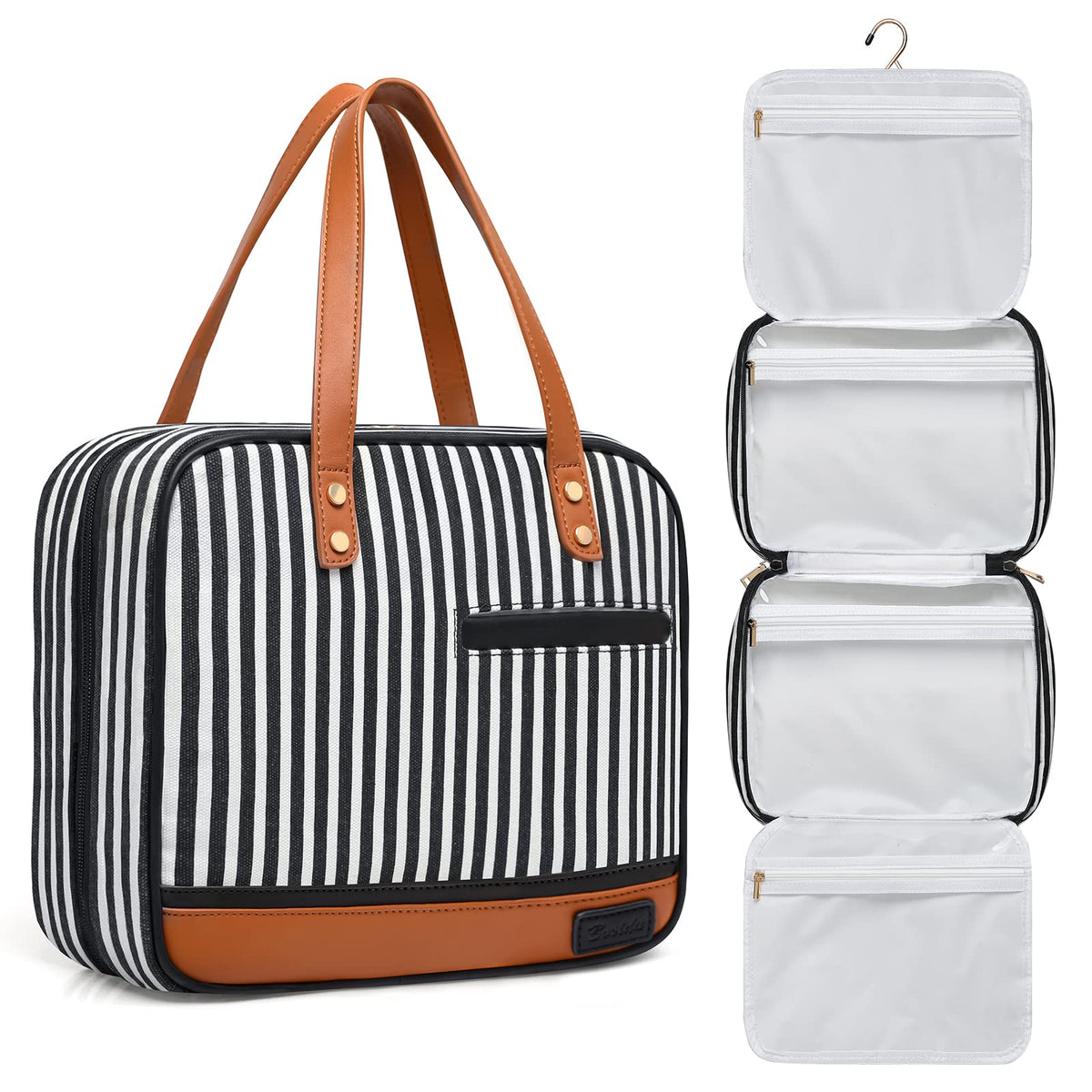 Bosidu Hanging Travel Toiletry Bag,Large Capacity Cosmetic Travel Toiletry Organizer for Women with 4 Compartments & 1 Sturdy Hook,Perfect for Travel/Daily Use/Christmas