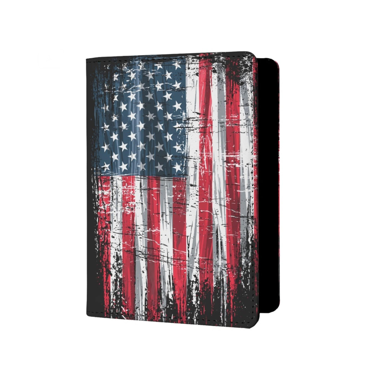 Mens Distressed USA Flag Passport Holder for Travel Womens American Flag Passport Cover Protector with Credit Card Slots Black Brown Orange Onesize